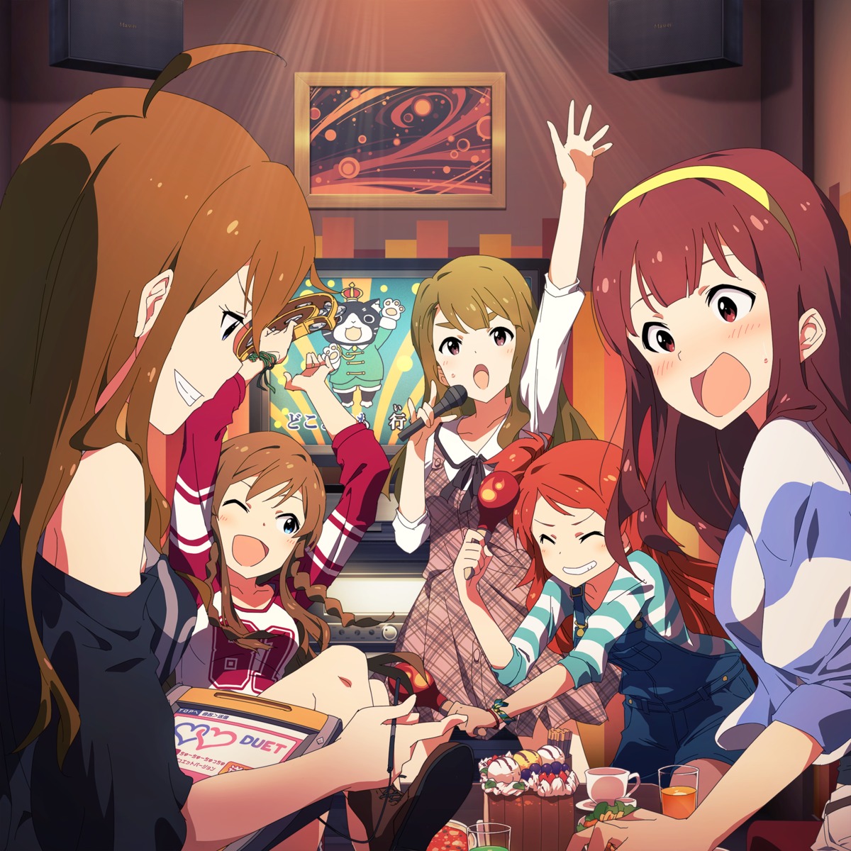 digital_version, disc_cover, dress, kousaka_umi, miyao_miya, ogami_tamaki, overalls, tanaka_kotoha