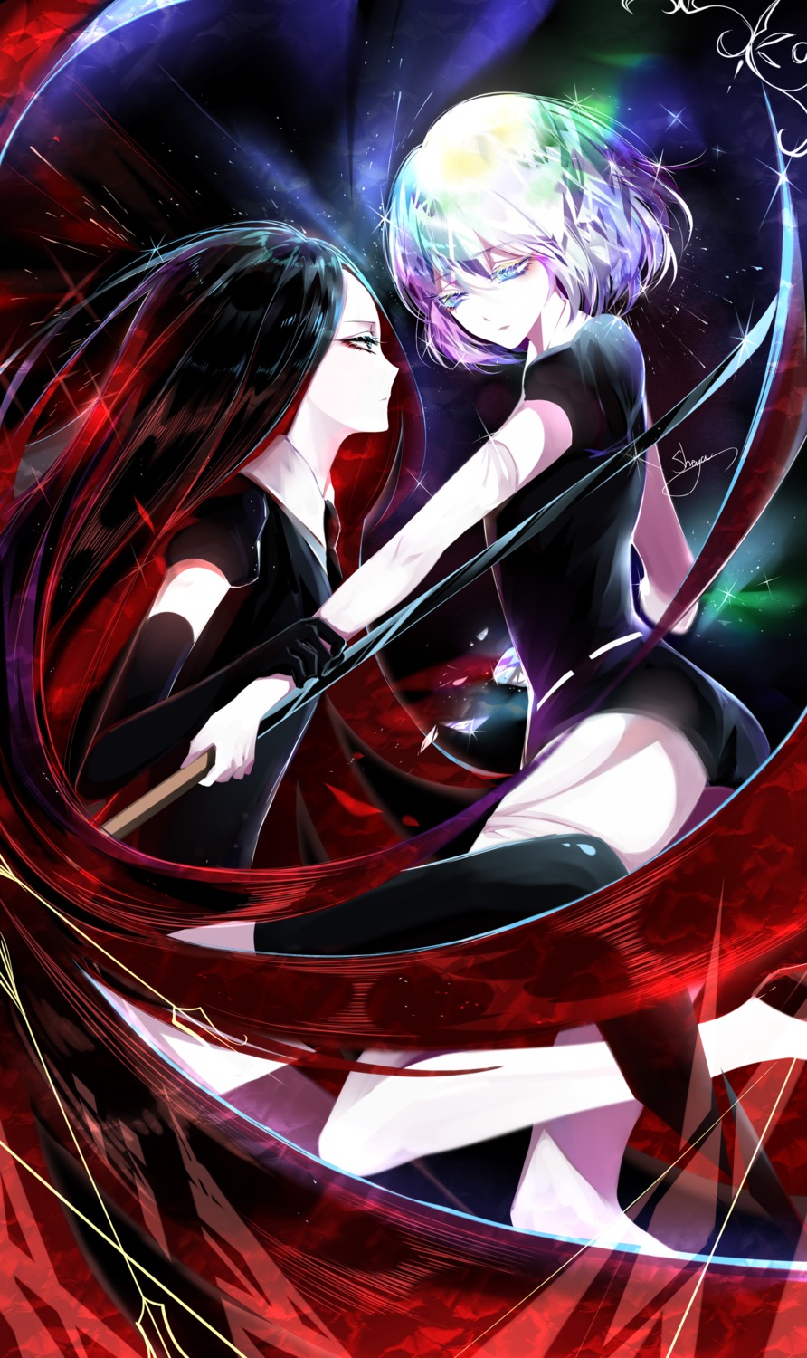 boltz_(houseki_no_kuni), diamond_(houseki_no_kuni), heels, houseki_no_kuni, sheya, sword, thighhighs