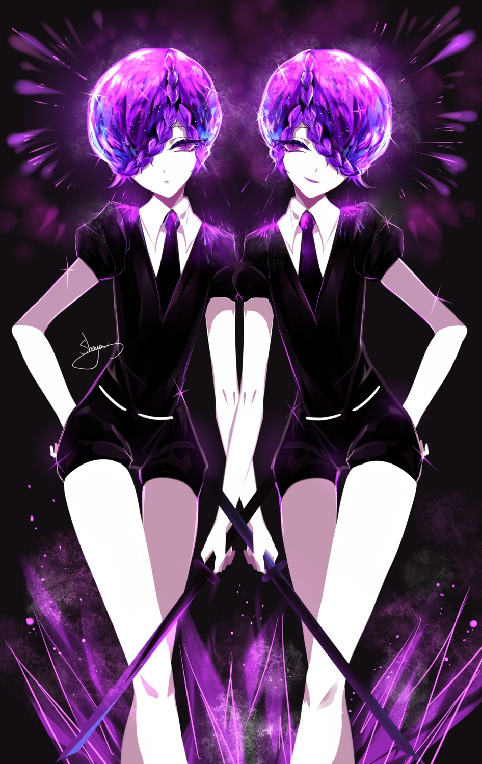 amethyst_(houseki_no_kuni), houseki_no_kuni, sheya, sword