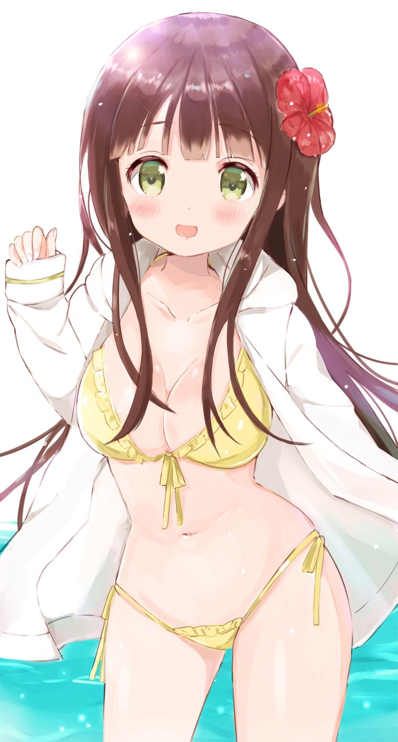 bikini, cleavage, gochuumon_wa_usagi_desu_ka?, open_shirt, swimsuits, tsubaki_(tatajd), ujimatsu_chiya