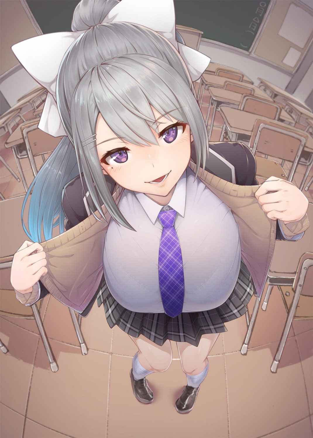 bra, higuchi_kaede, nijisanji, see_through, seifuku, sweater, urigarasu