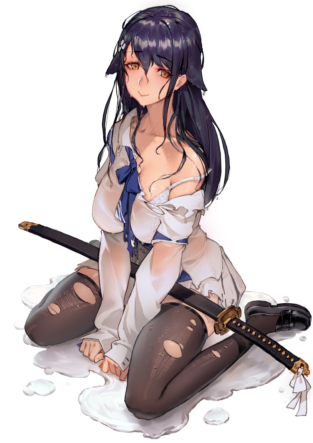 animal_ears, azur_lane, bra, choukai_(azur_lane), cleavage, han-0v0, pantyhose, see_through