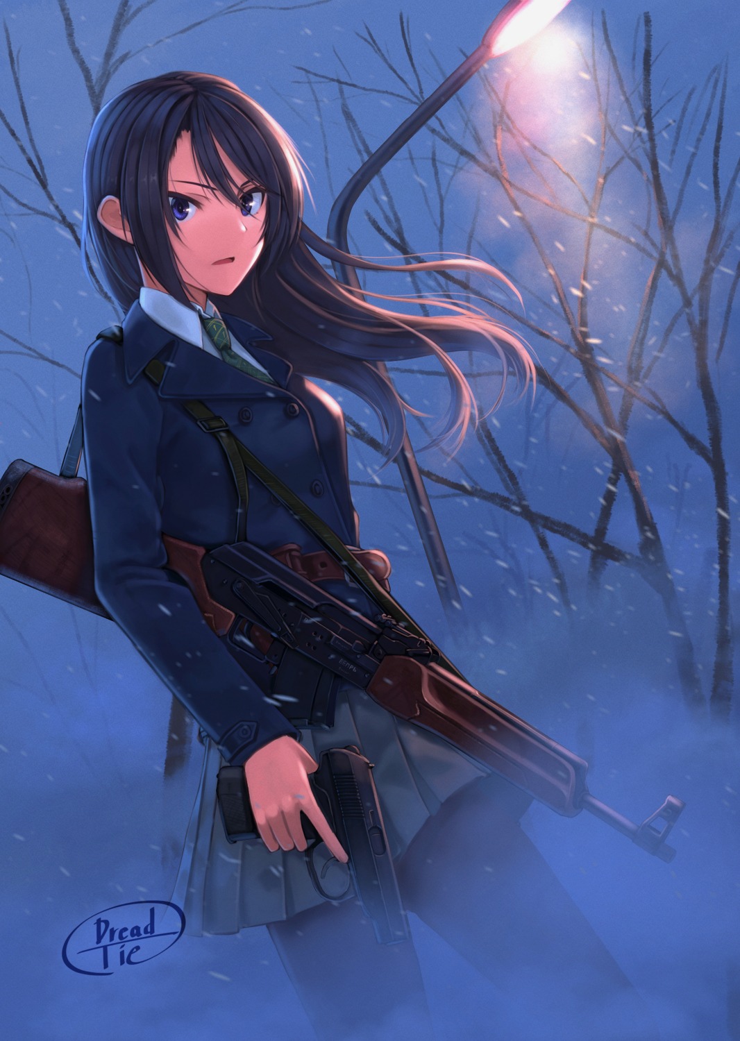 dreadtie, gun, pantyhose, seifuku