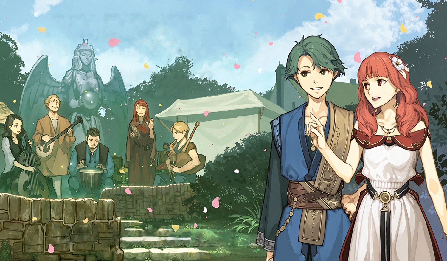 alm_(fire_emblem), celica_(fire_emblem), dress, fire_emblem, fire_emblem_echoes, hidari, nintendo