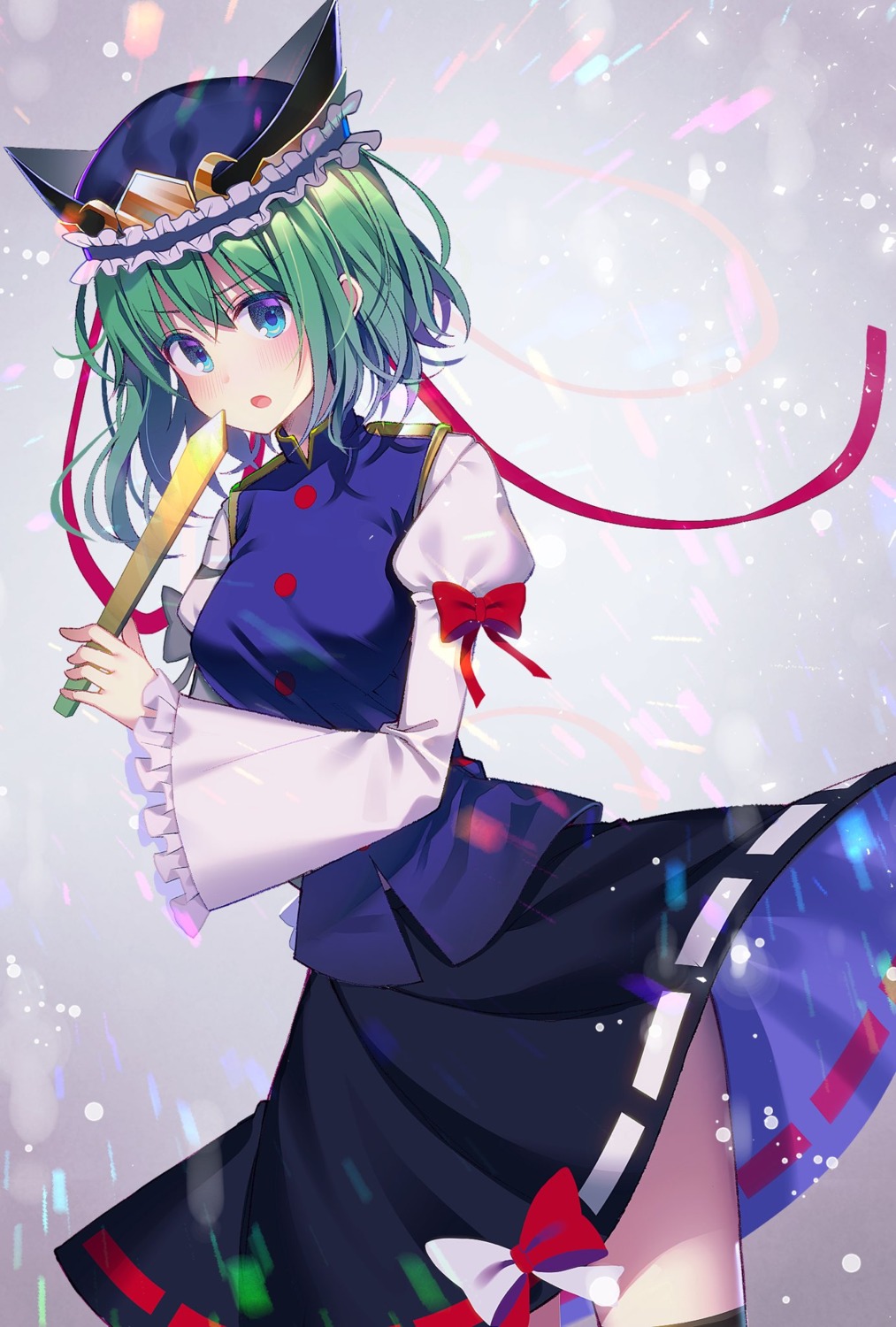 koto_seori, shikieiki_yamaxanadu, skirt_lift, thighhighs, touhou