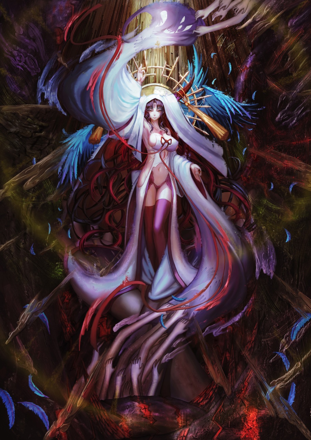 edenfox, fate/extra, fate/grand_order, fate/stay_night, horns, pantsu, sessyoin_kiara, thighhighs