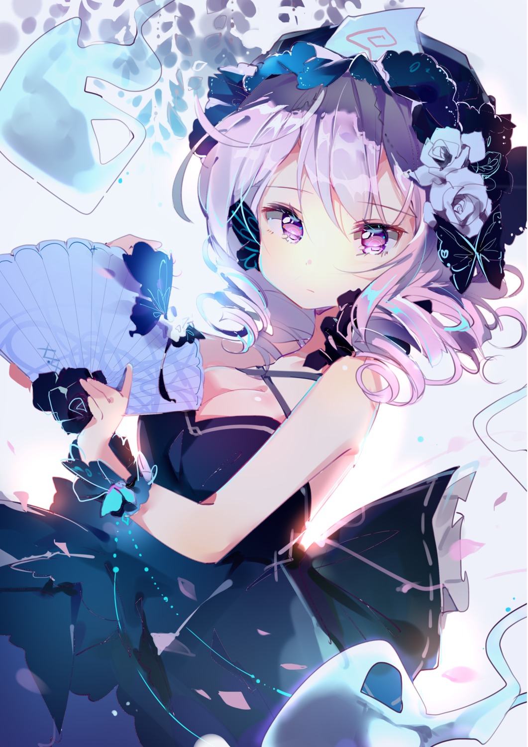 cleavage, dress, liuqing_(635320902), saigyouji_yuyuko, touhou