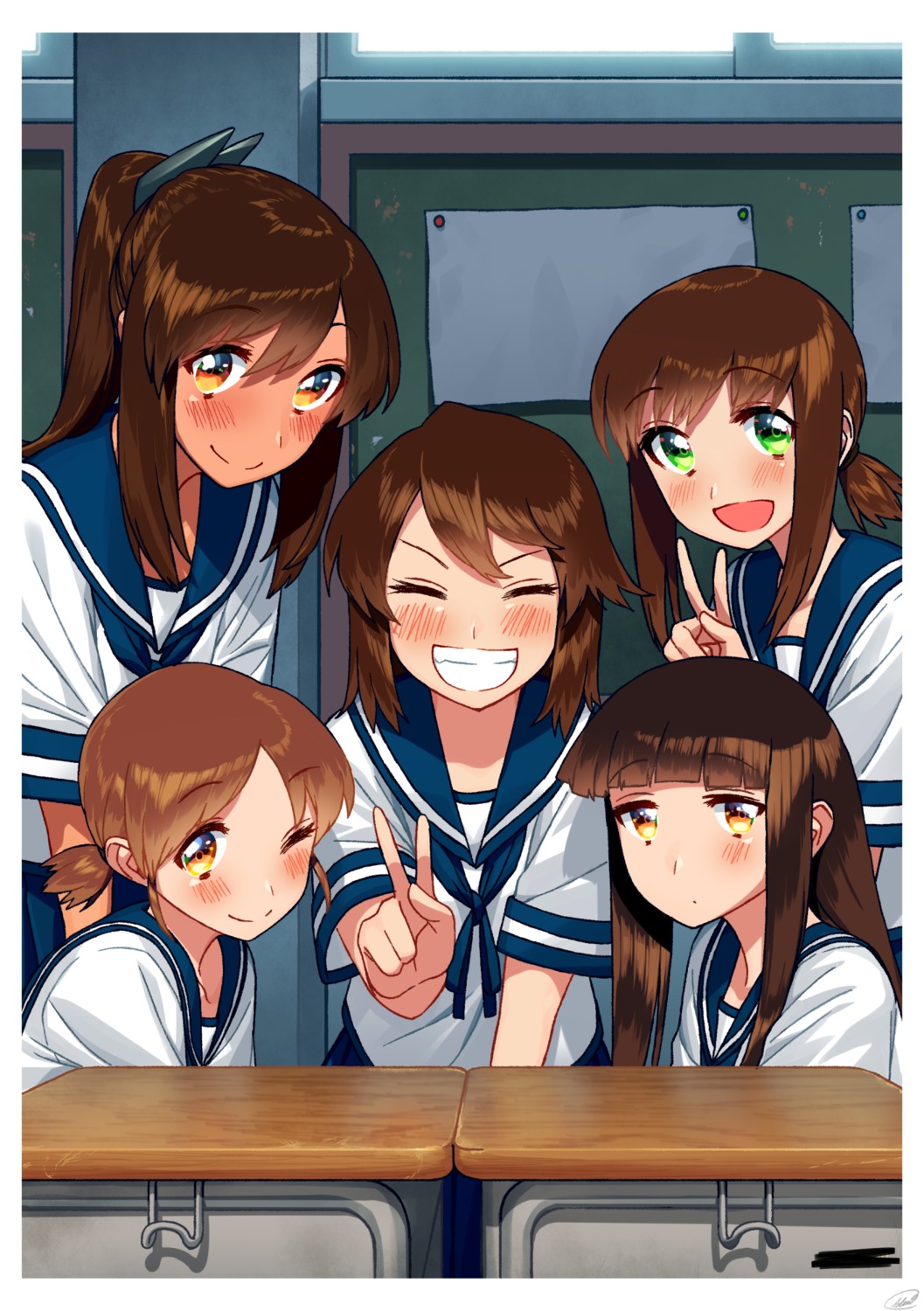blew_andwhite, fubuki_(kancolle), hatsuyuki_(kancolle), i-401_(kancolle), kantai_collection, miyuki_(kancolle), seifuku, shirayuki_(kancolle)