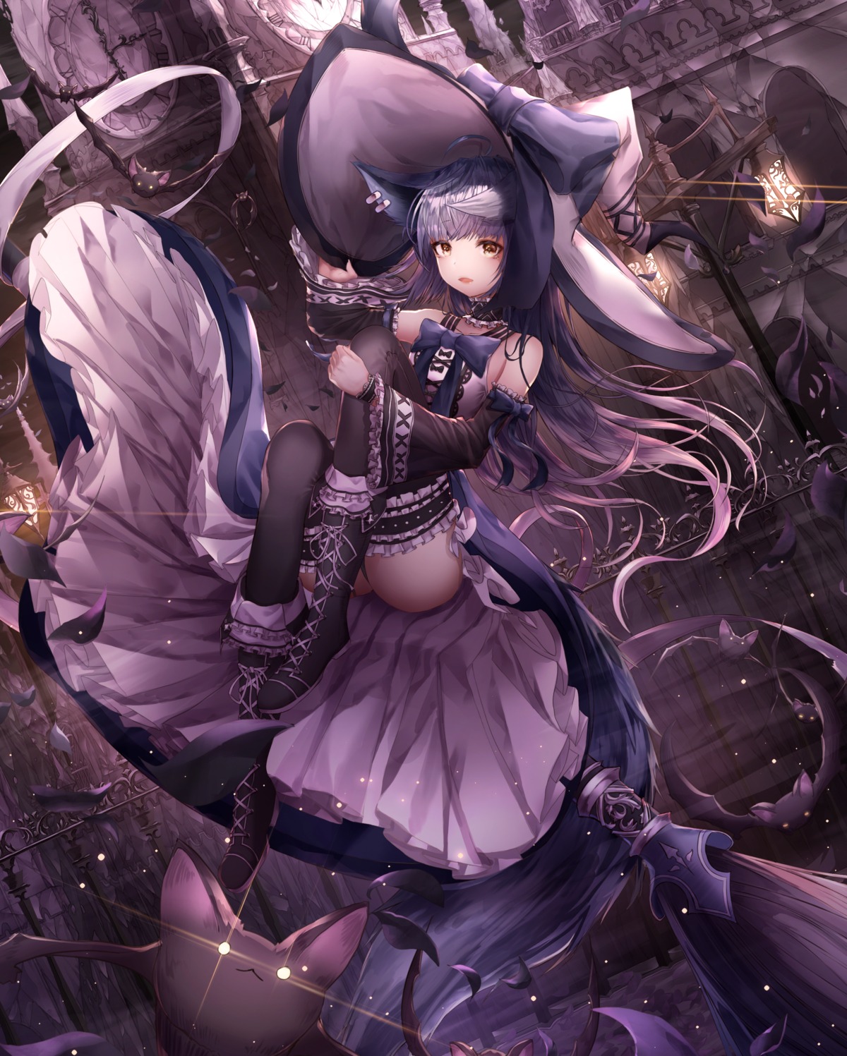 animal_ears, dress, gothic_lolita, kitsune, lolita_fashion, momingie, skirt_lift, tail