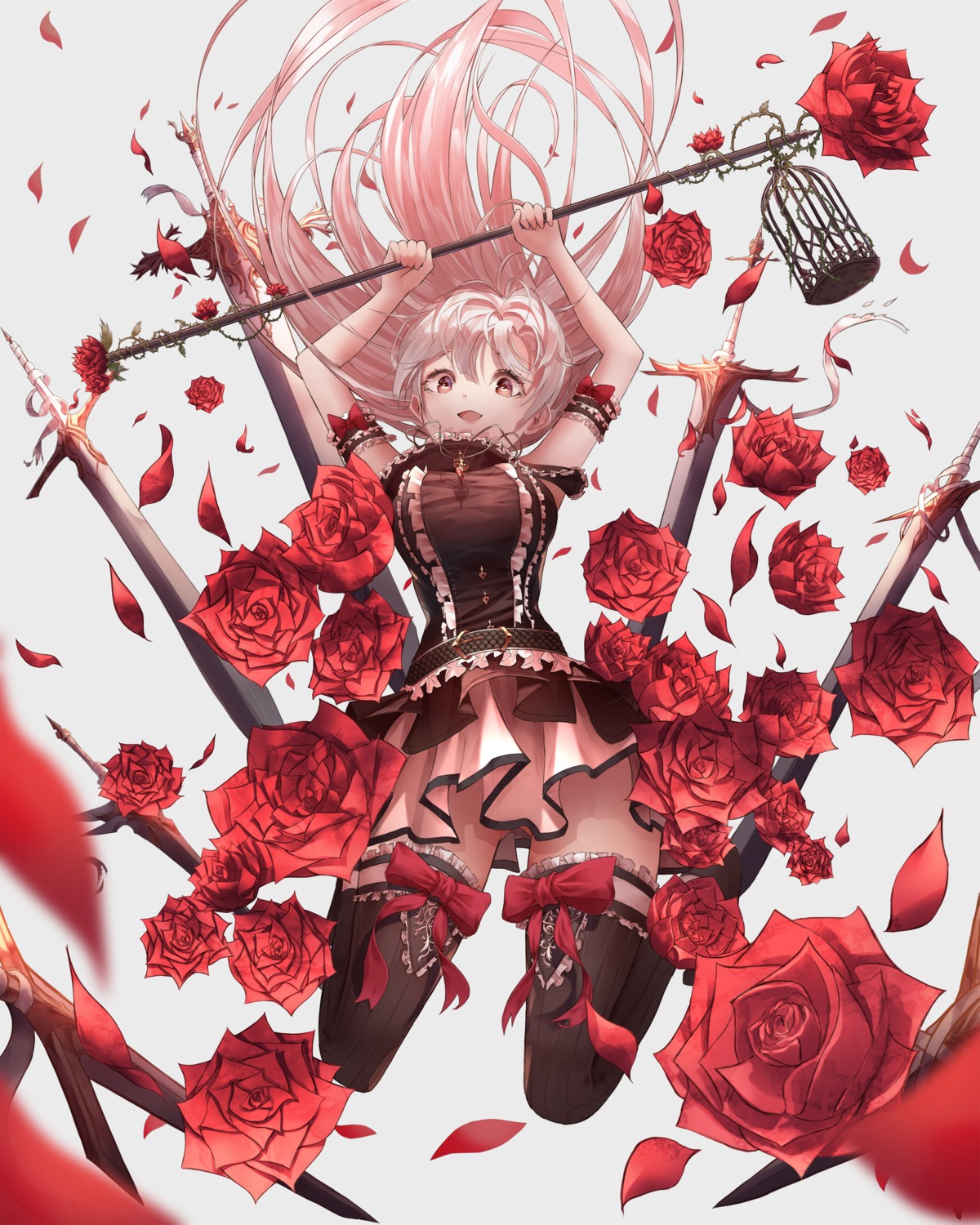 dress, momingie, sword, thighhighs