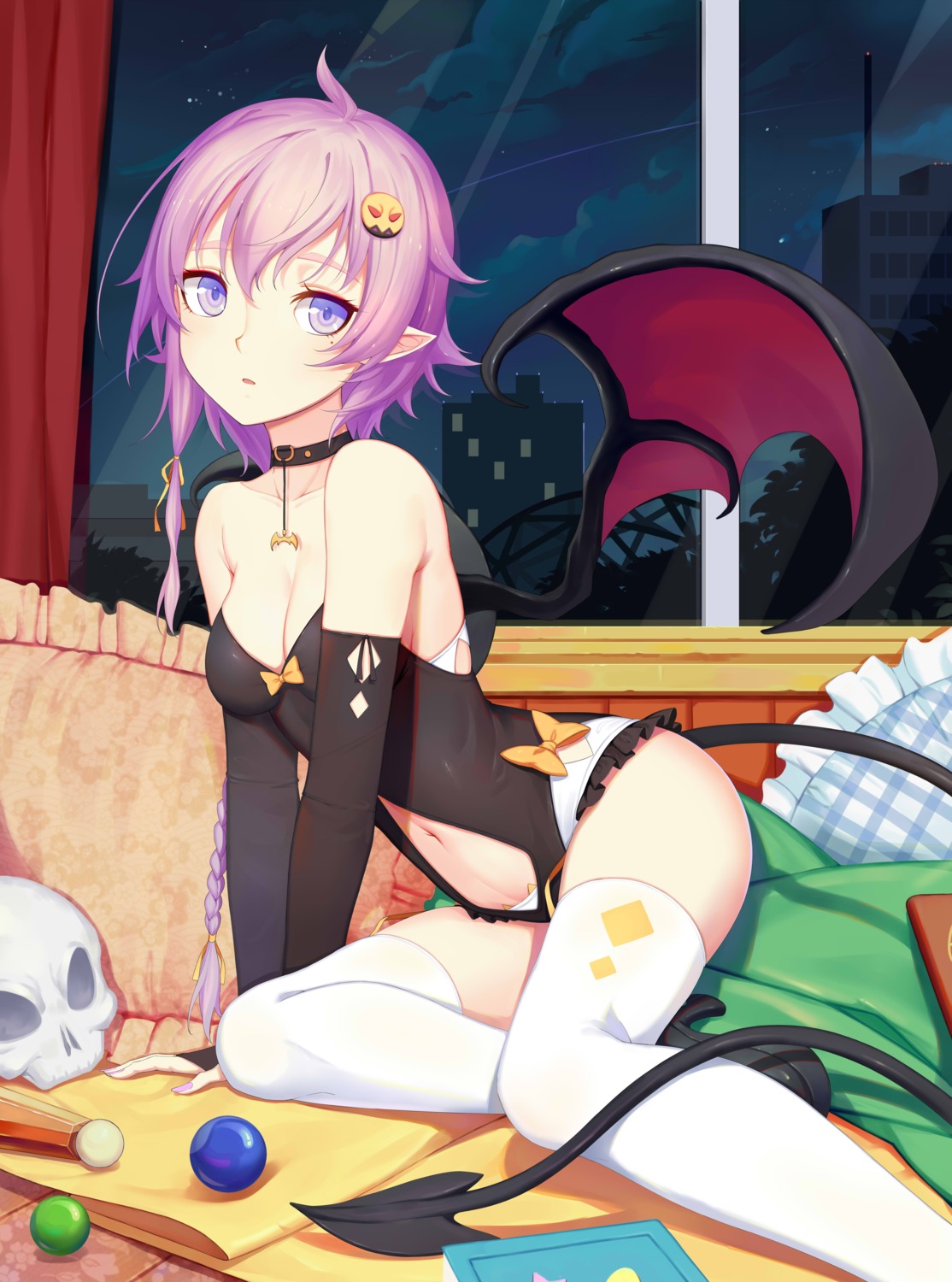 cleavage, devil, heels, leotard, pointy_ears, sonikey0_0, tail, thighhighs, wings