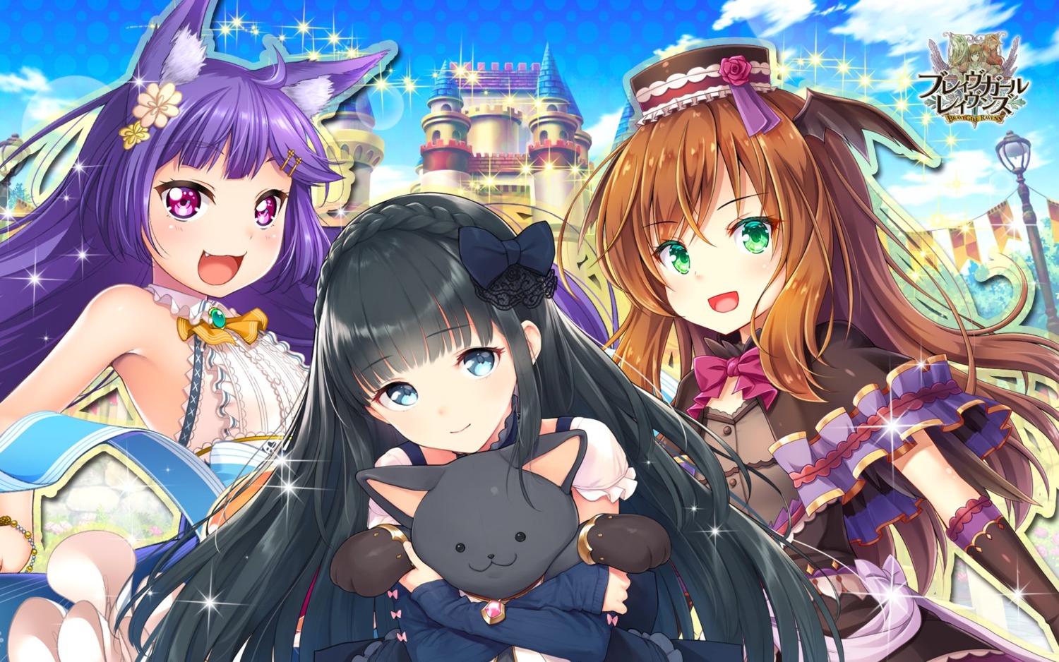 akashio, akatsuki_rabbit, animal_ears, brave_girl_ravens, f-cla, wallpaper, wings