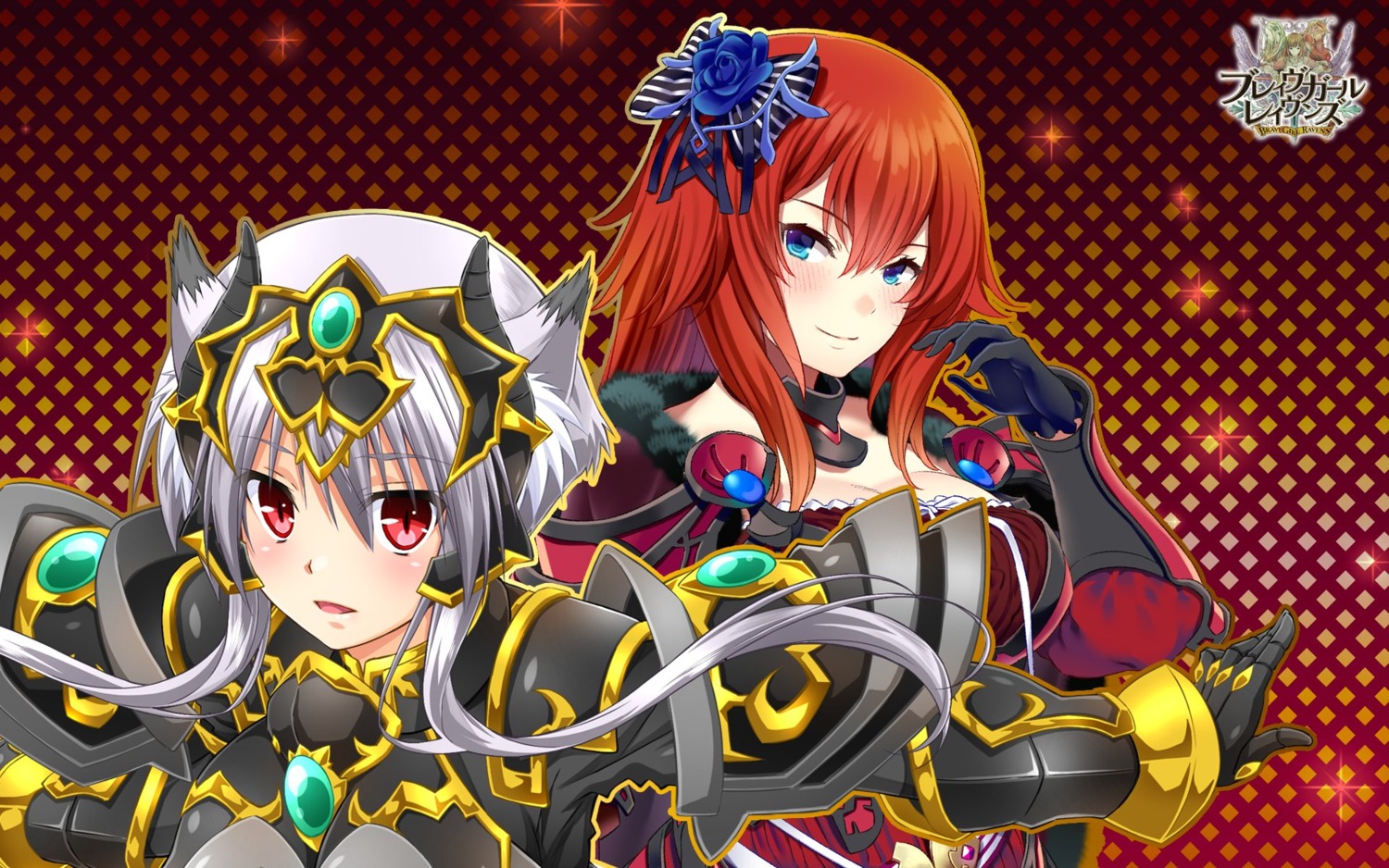 animal_ears, armor, brave_girl_ravens, cleavage, izumi_mahiru, matsugawa, wallpaper