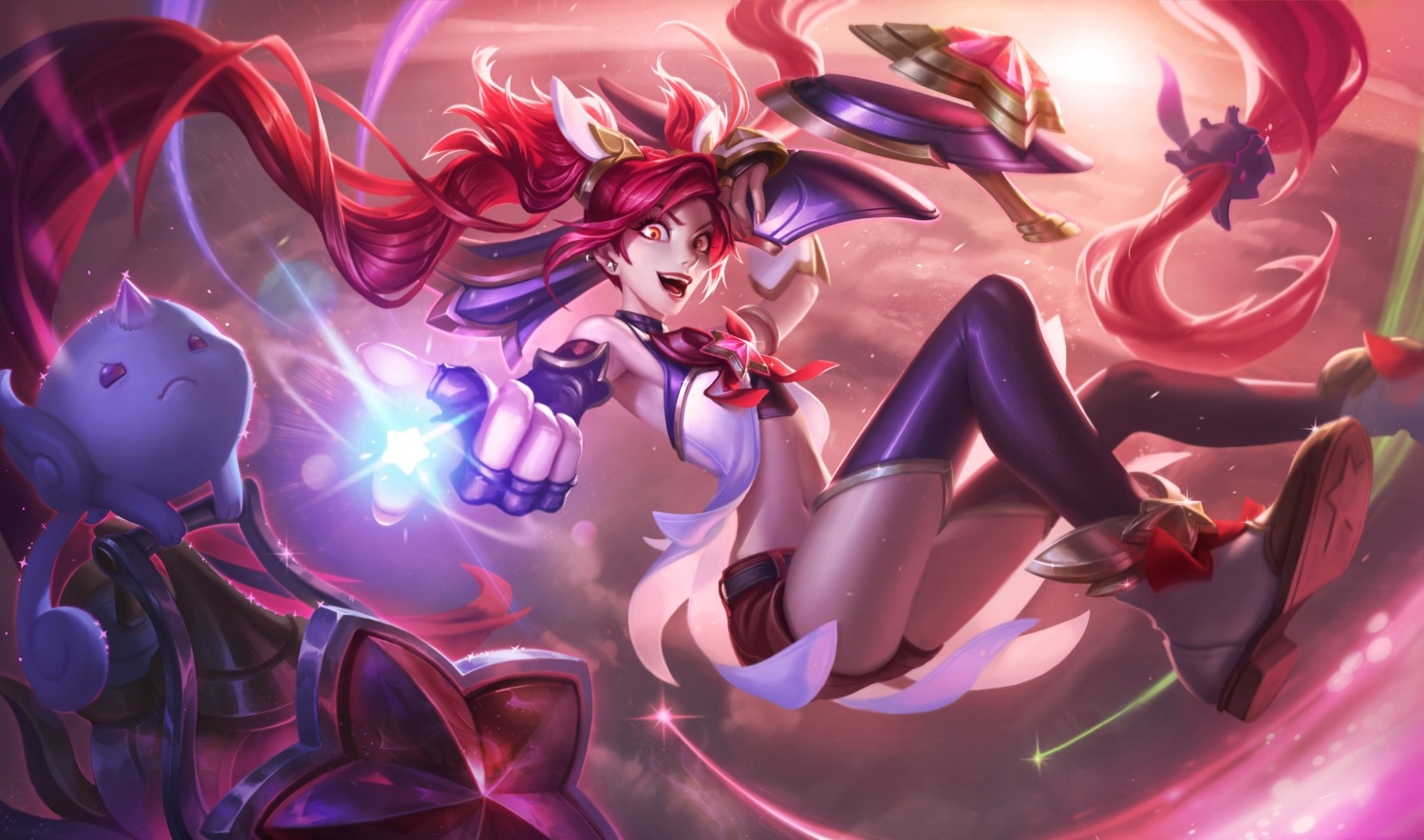jinx, kuro_(league_of_legends), league_of_legends, open_shirt, possible_duplicate, shiro_(league_of_legends), tagme, thighhighs