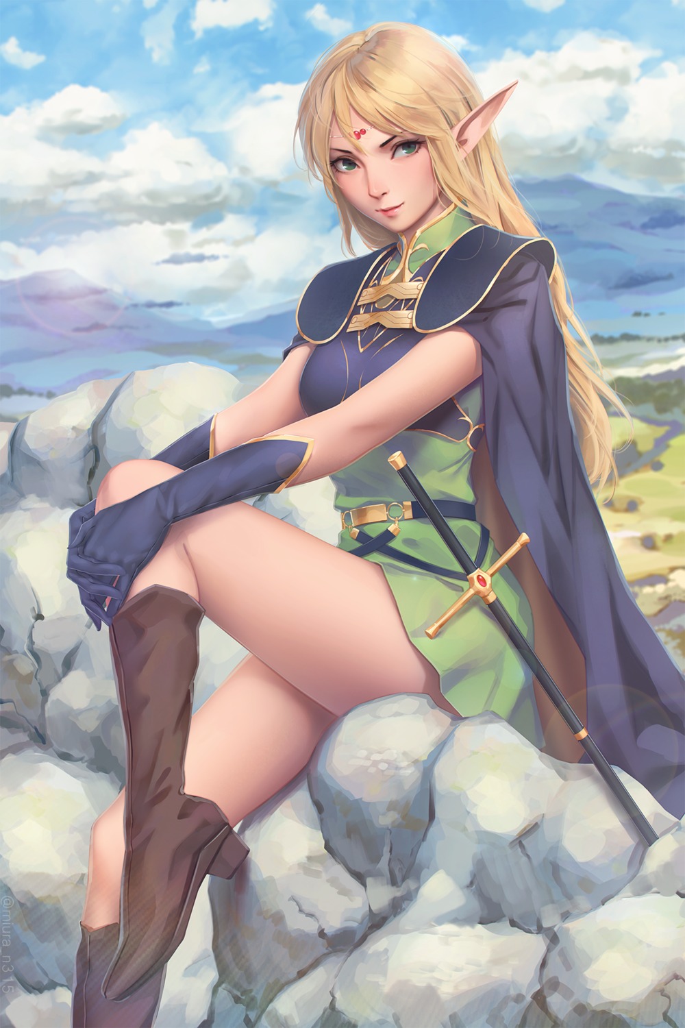 deedlit, dress, heels, miura_naoko, pointy_ears, record_of_lodoss_war, sword