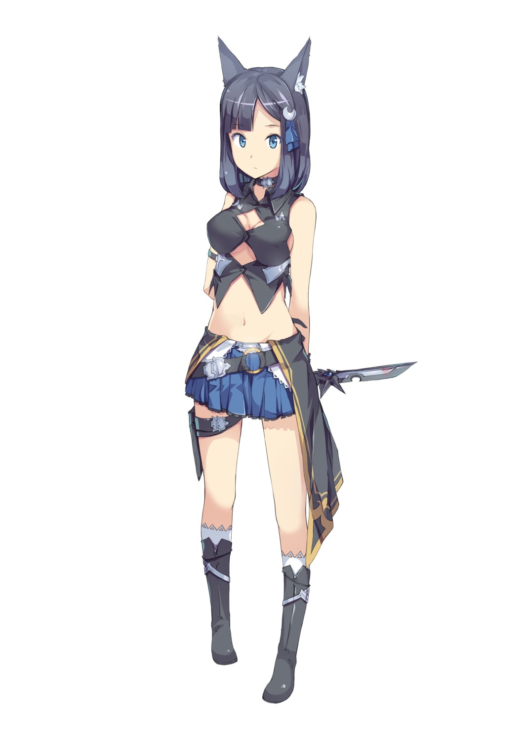 animal_ears, brave_girl_ravens, cleavage, miya_kazutomo, weapon