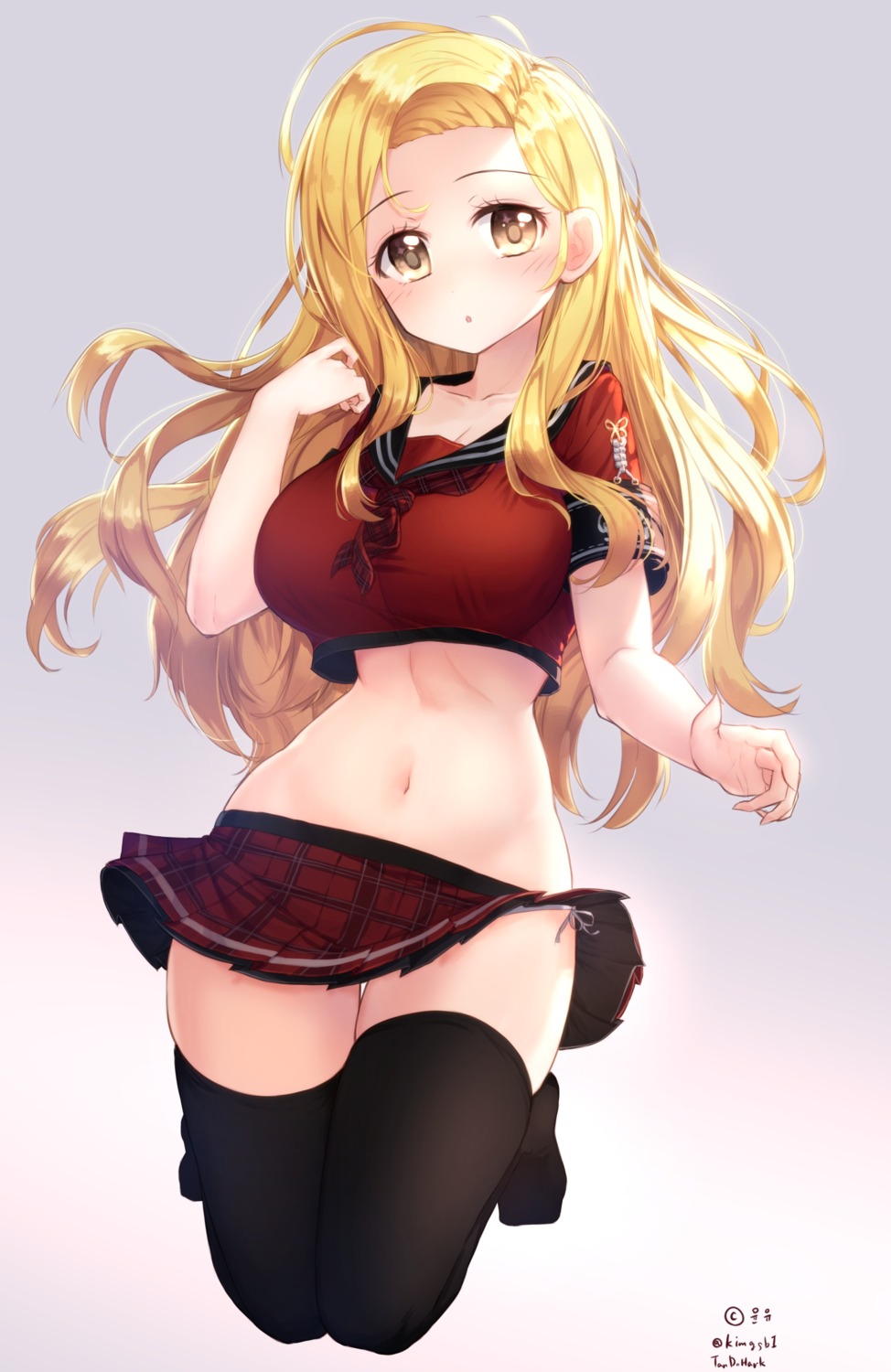 maplestory_2, pantsu, seifuku, skirt_lift, string_panties, tandohark, thighhighs