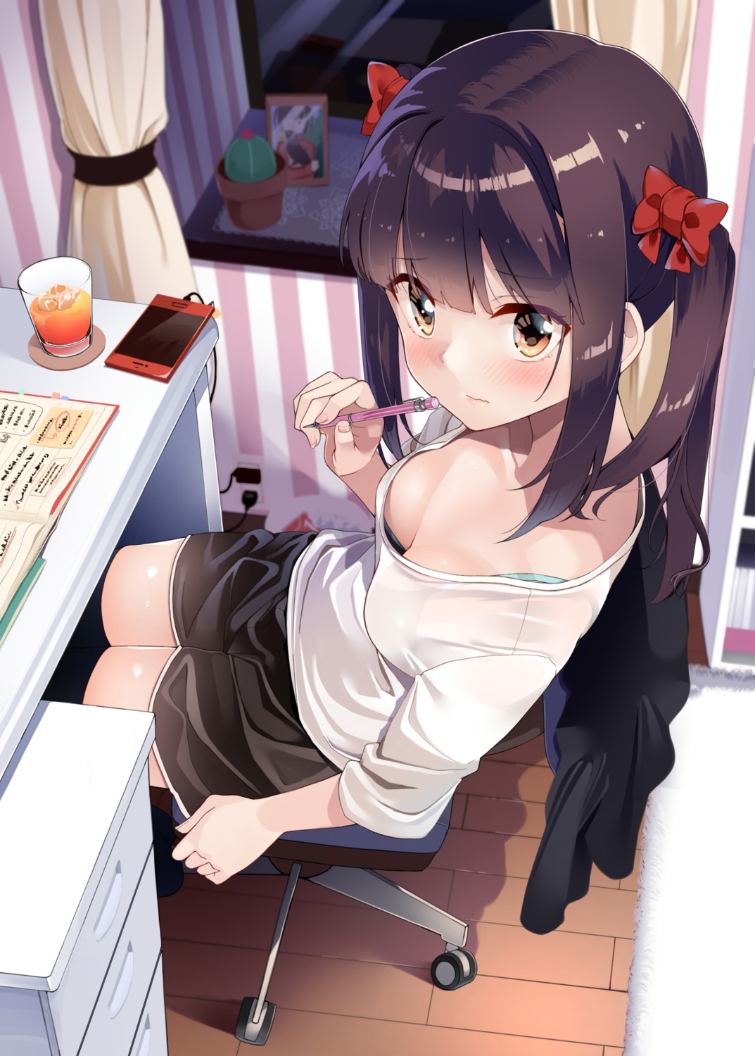 bra, byte, cleavage, see_through, thighhighs