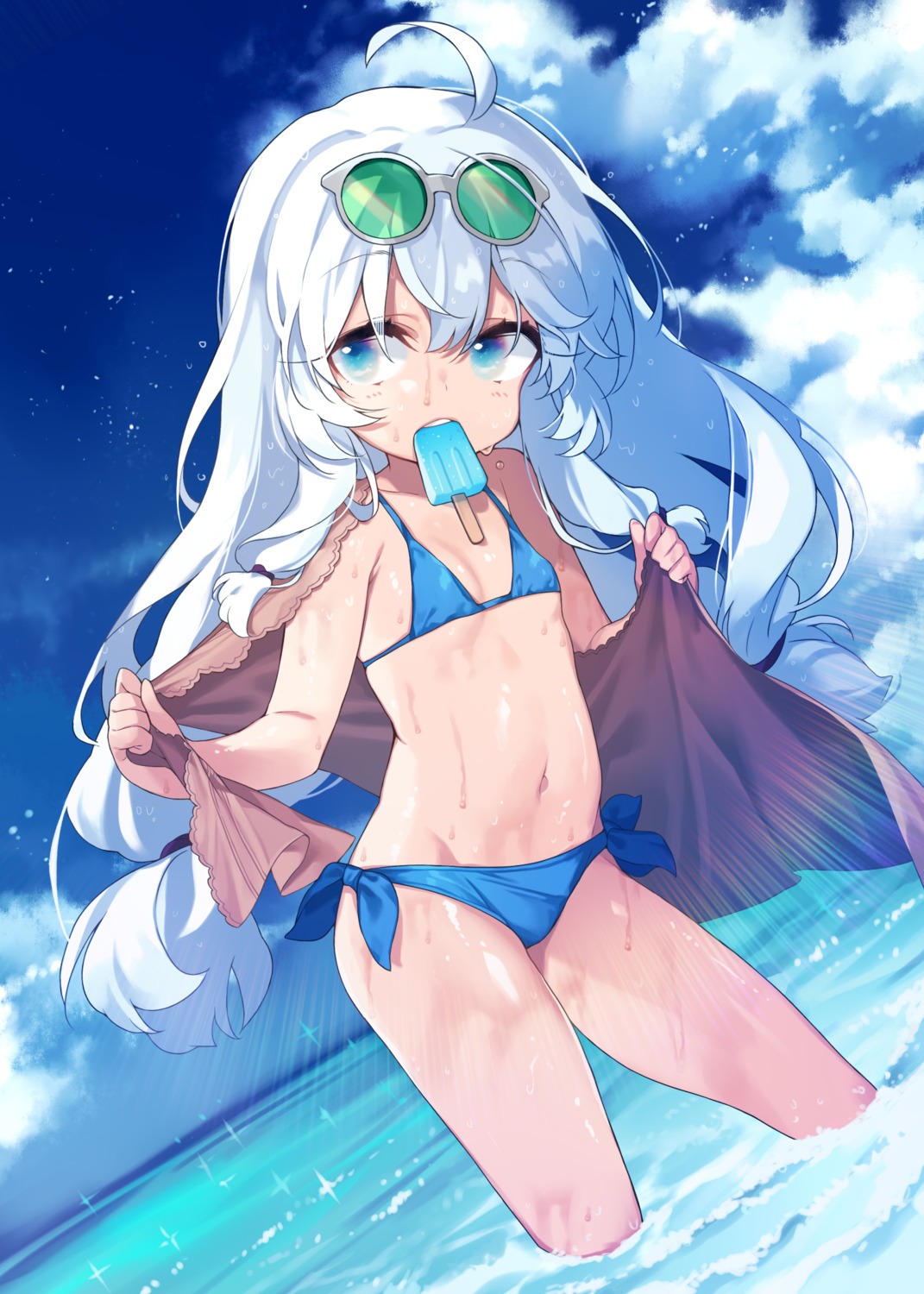 bikini, megane, soul_worker, stella_unibell, swimsuits, takotsu, towel, wet