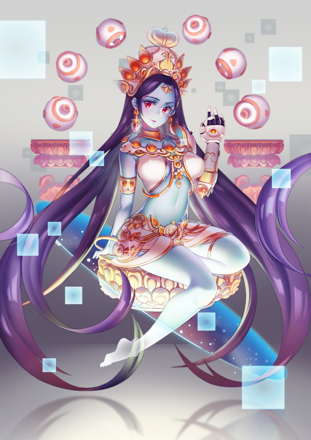 cleavage, fiodo, mecha_musume, no_bra, overwatch, symmetra_(overwatch)