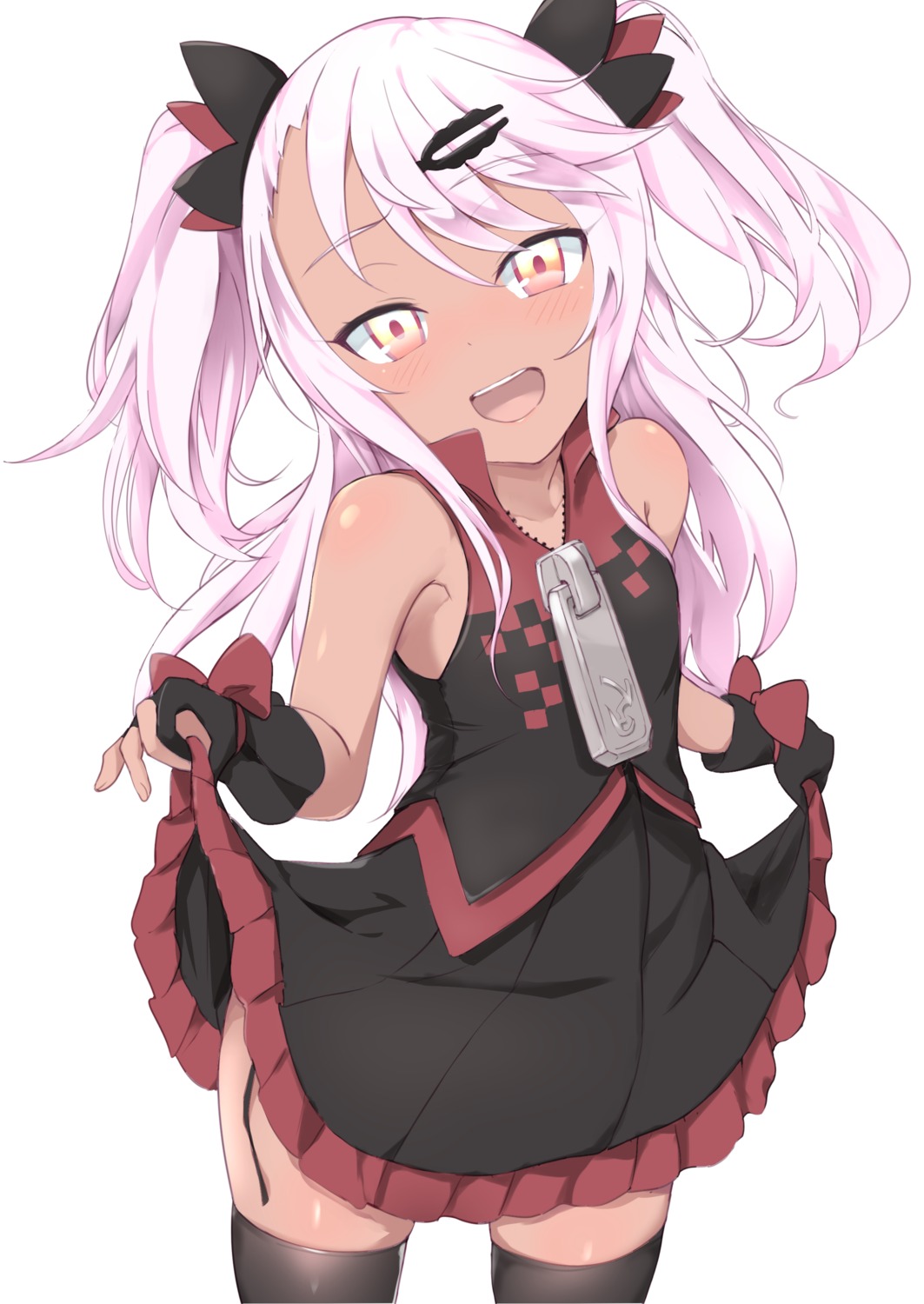 chloe_von_einzbern, fate/kaleid_liner_prisma_illya, fate/stay_night, p_answer, skirt_lift, thighhighs