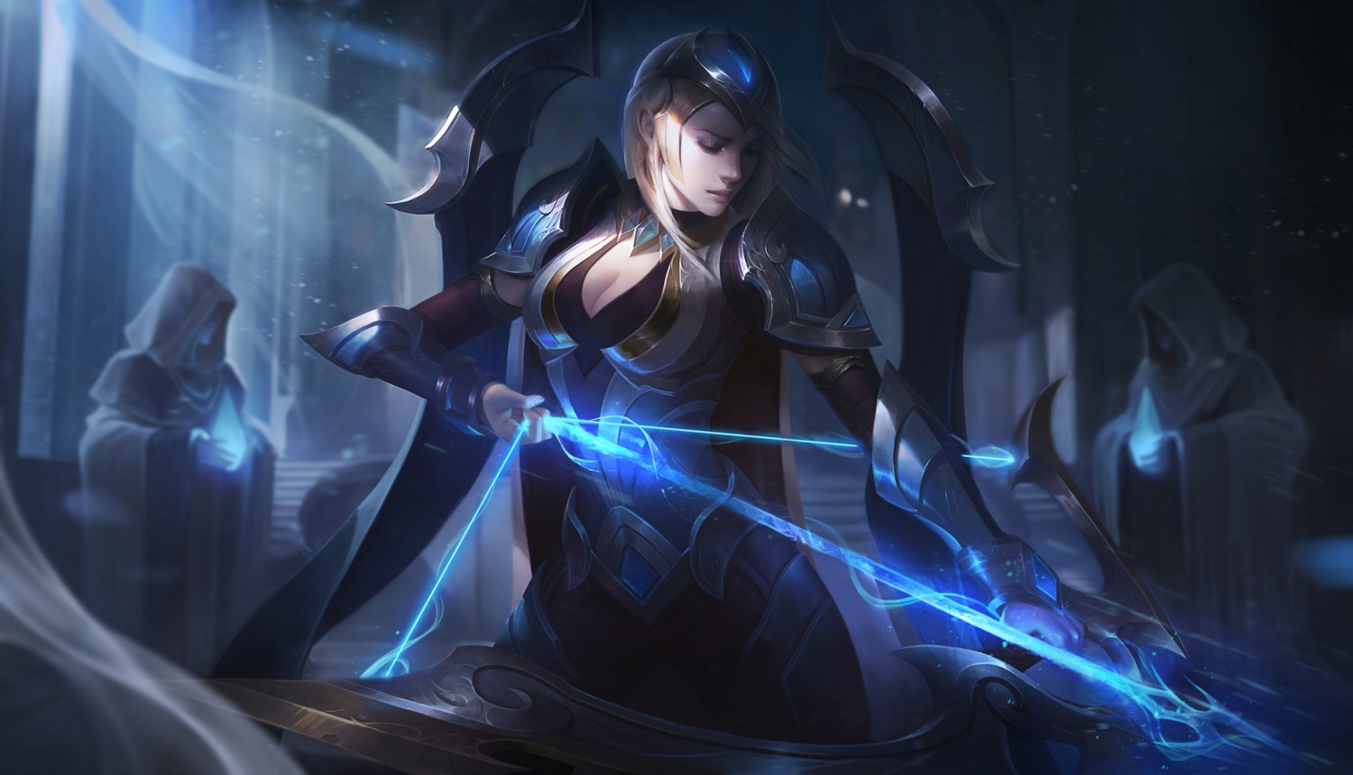 armor, ashe, cleavage, league_of_legends, tagme, weapon