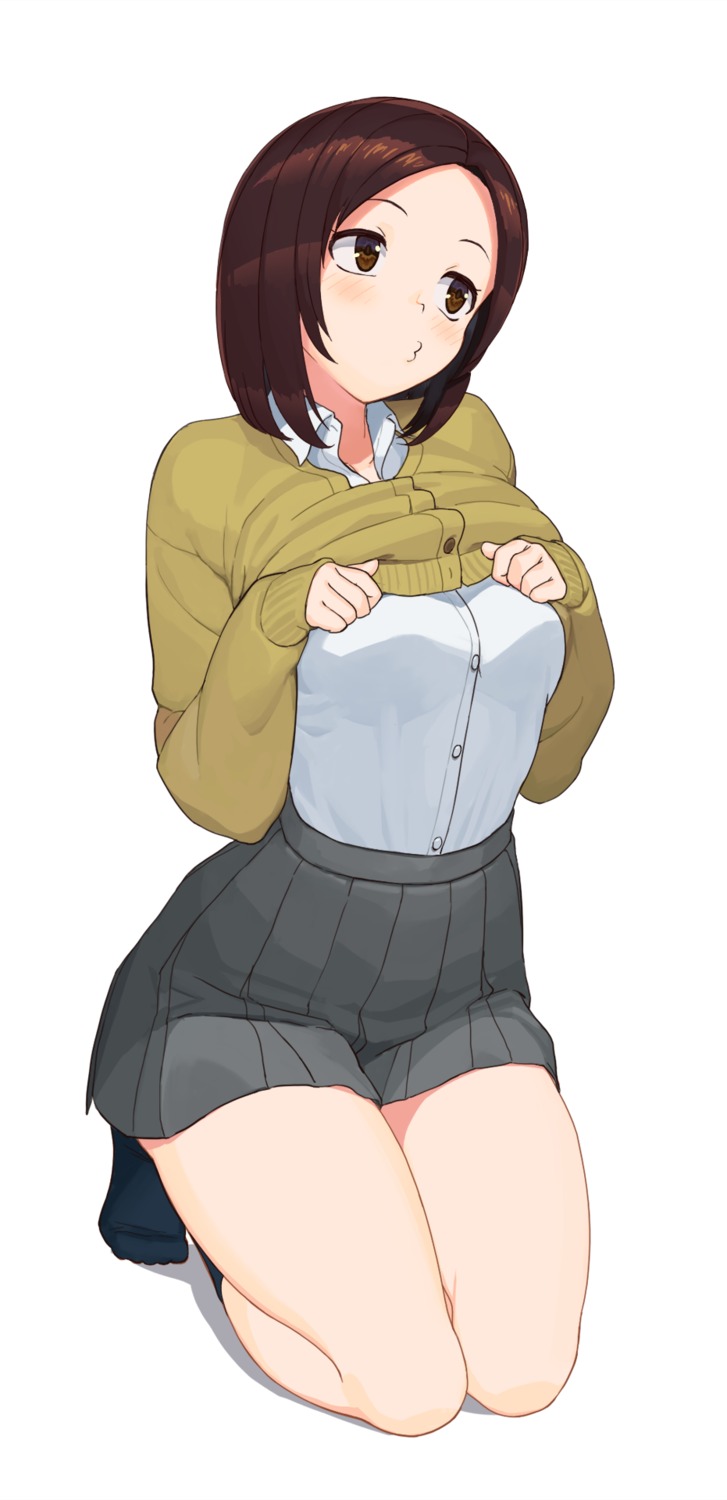seifuku, shirt_lift, sweater, undressing, wakasanoshito