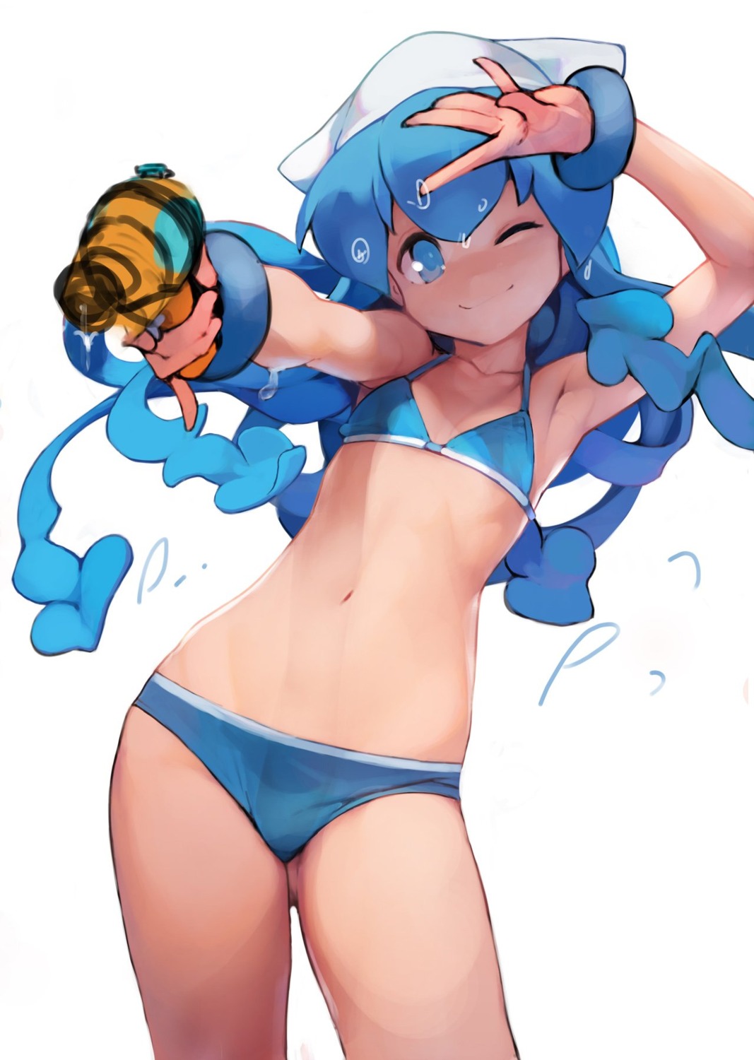 ataruman, bikini, cleavage, gun, ikamusume, shinryaku!_ikamusume, swimsuits