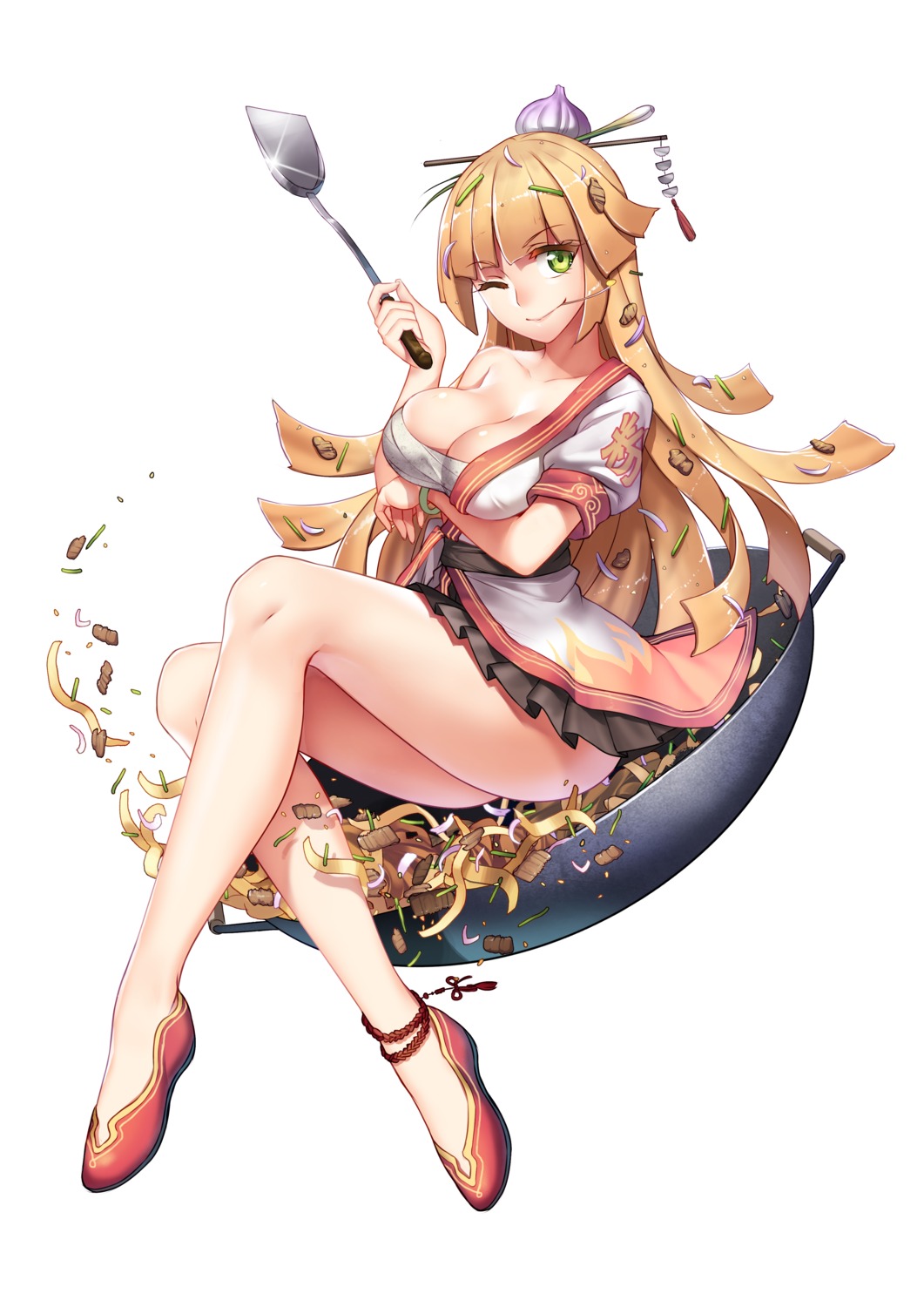 breast_hold, cleavage, cuisine_dimension, open_shirt, sarashi, x-boy
