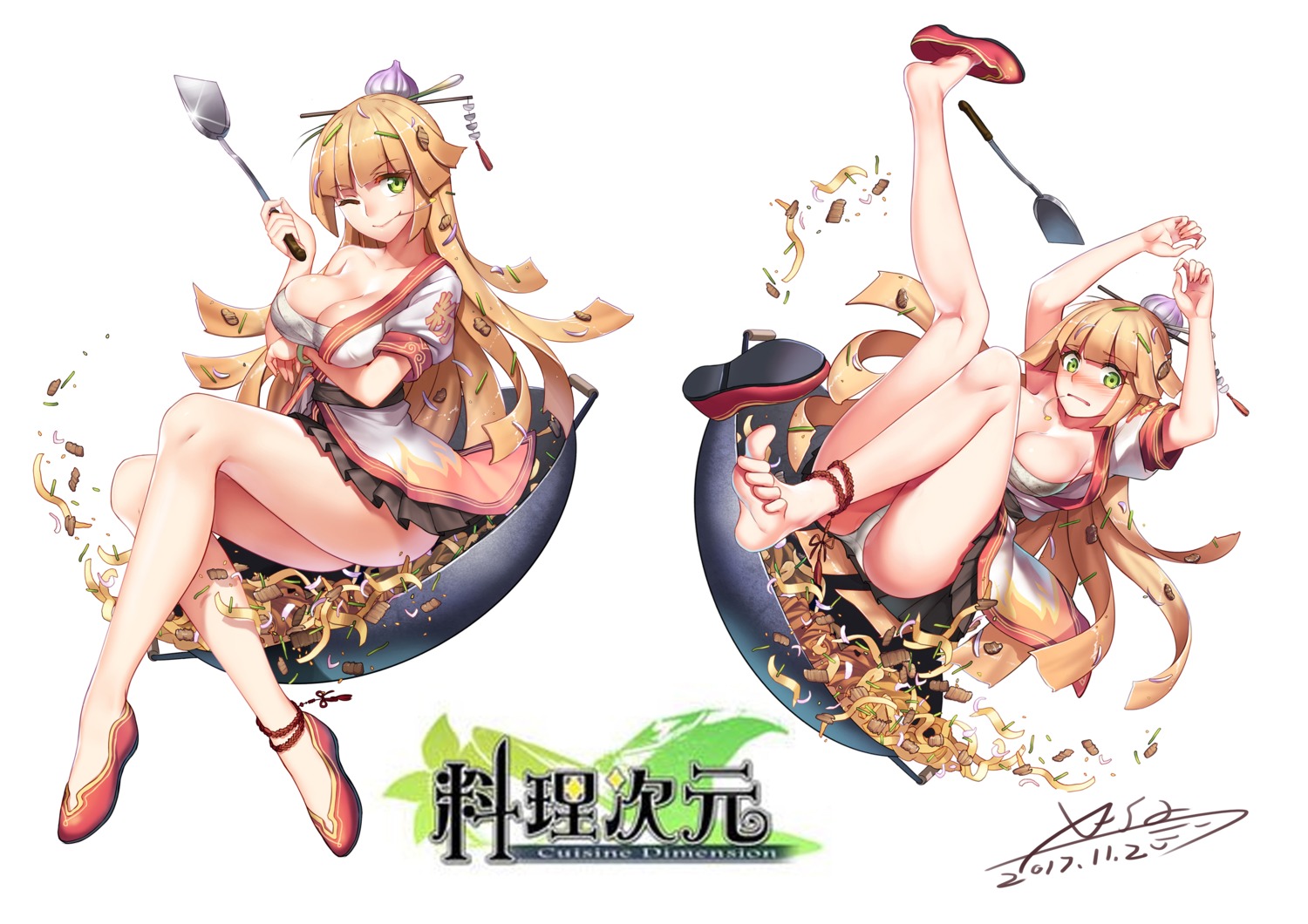 breast_hold, cuisine_dimension, feet, open_shirt, pantsu, sarashi, x-boy