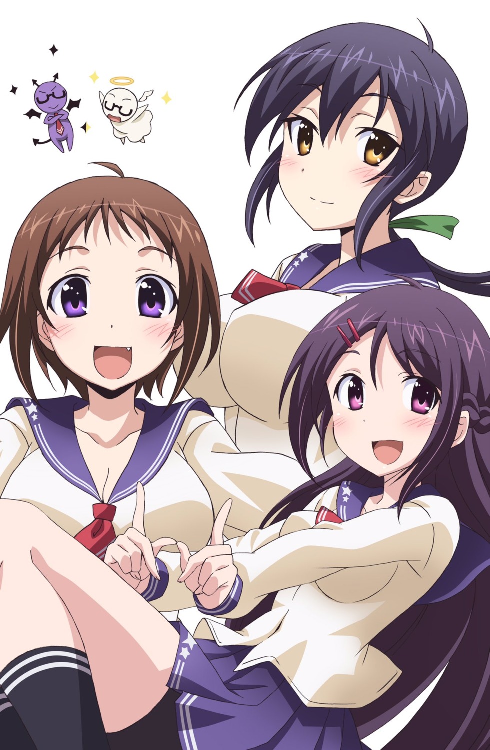 bike_shorts, cleavage, misumi_rin, okusama_ga_seito-kaichou!, saijou_honoka, seifuku, wakana_ui