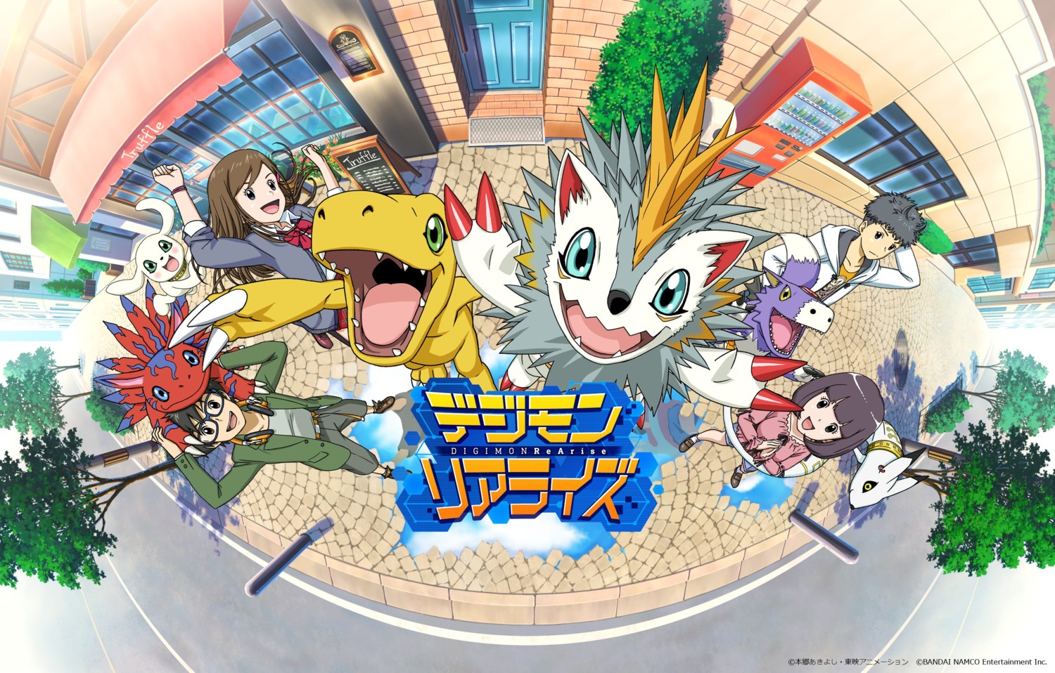 agumon, digimon_rearise, dorumon, elecmon, erismon, hiiragi_takumi, kohinata_mayu, kudamon, megane, nakatsuru_katsuyoshi, plotmon, seifuku, shinjou_michi, sweater, tamada_keito