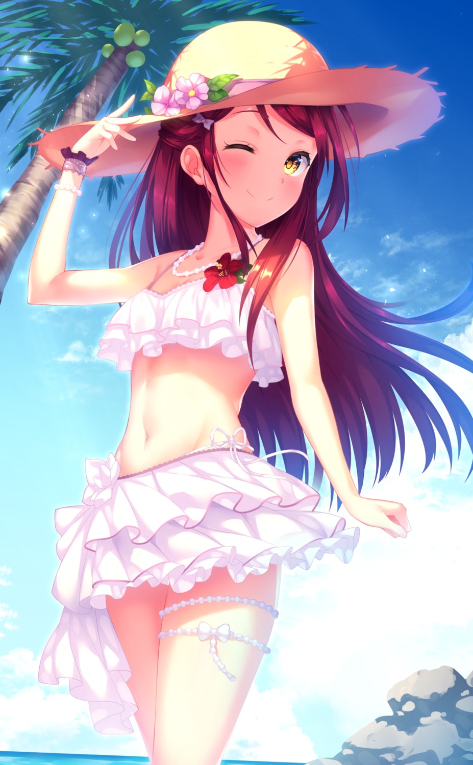 garter, kokkeina_budou, love_live!_(series), love_live!_sunshine!!, sakurauchi_riko, swimsuits