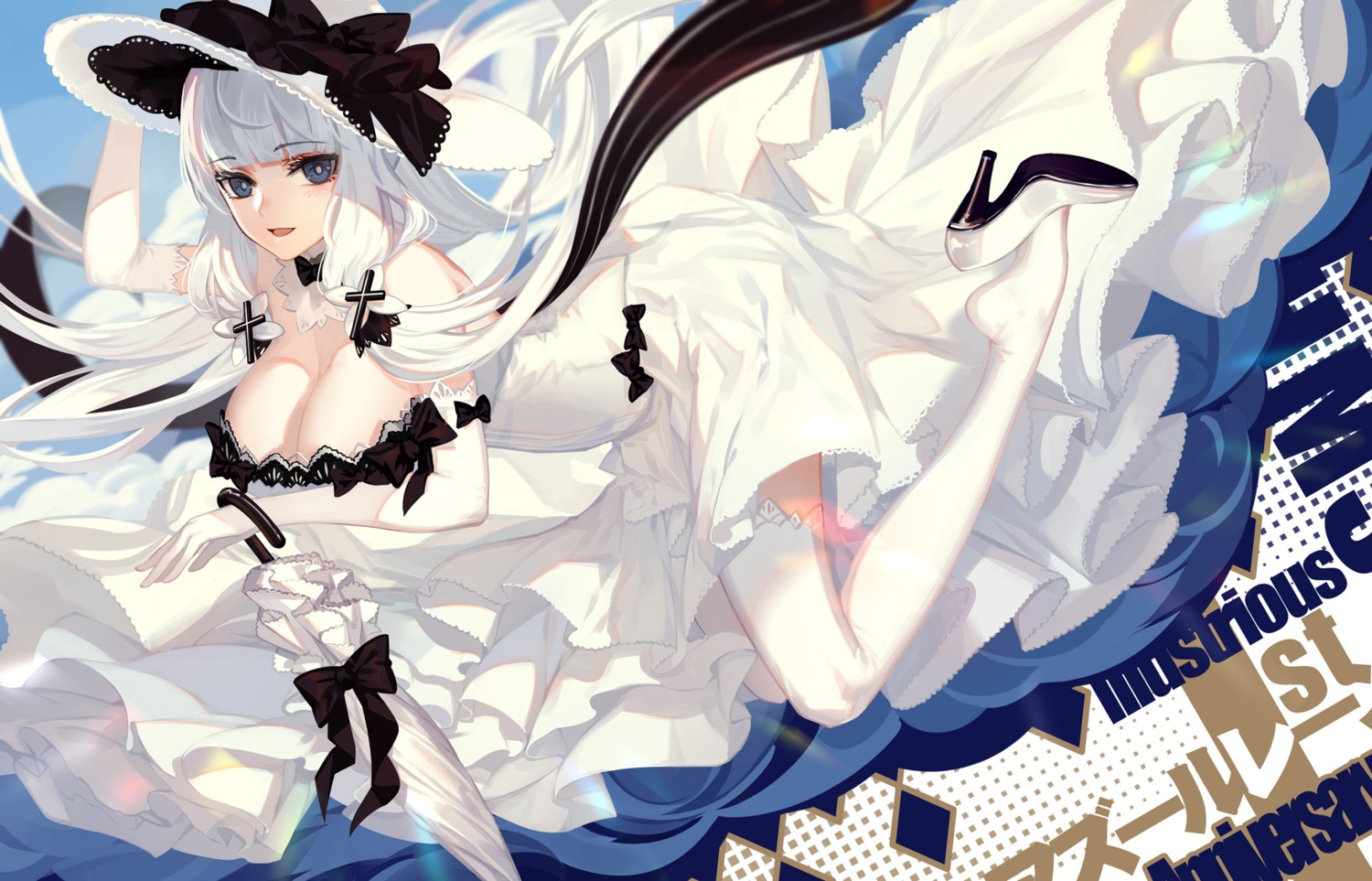azur_lane, cleavage, dress, heels, illustrious_(azur_lane), skade, thighhighs
