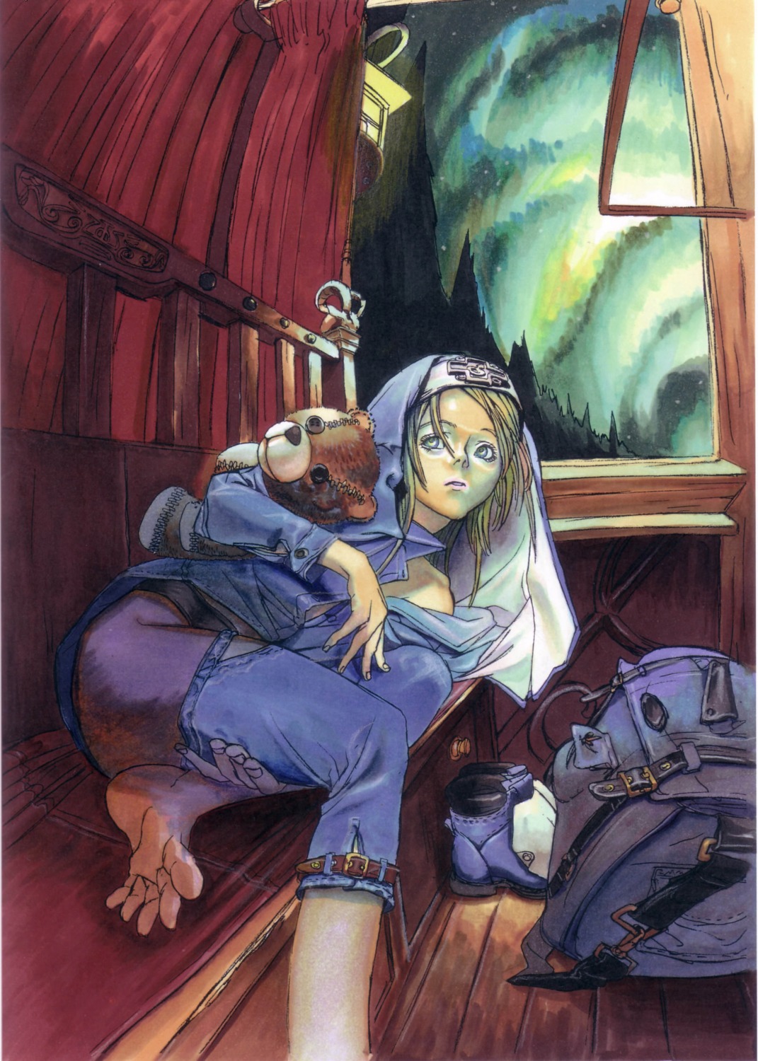 bridget_(guilty_gear), feet, guilty_gear, ishiwatari_daisuke, nun, pajama, trap