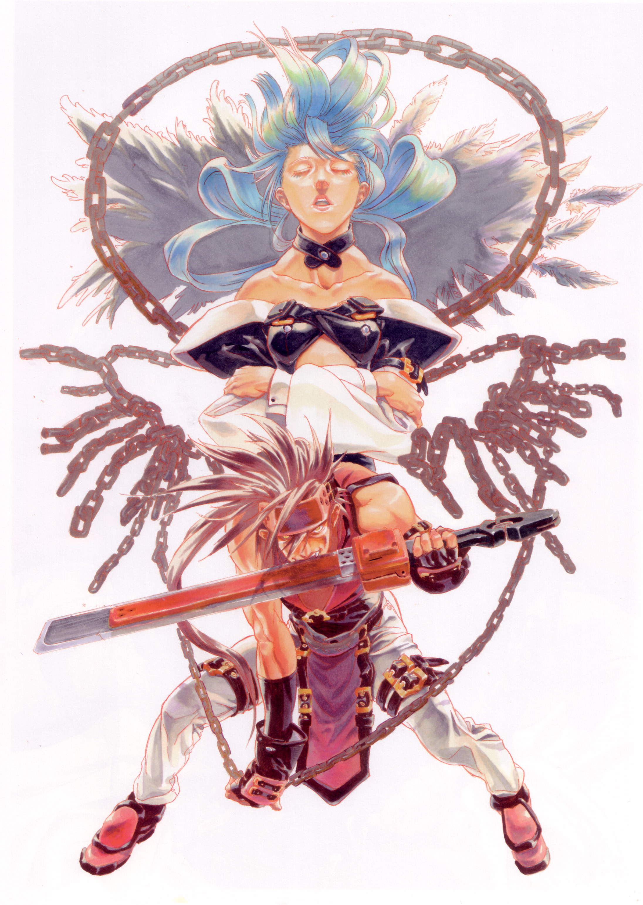 dizzy, guilty_gear, ishiwatari_daisuke, sol_badguy, sword, wings