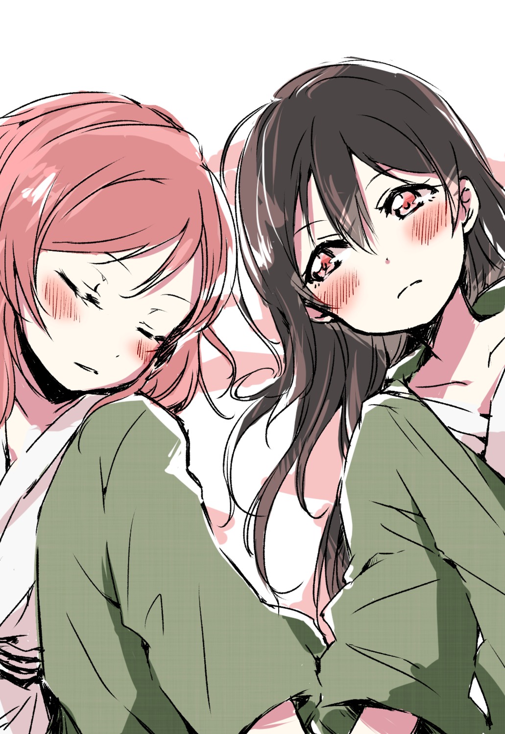 love_live!, love_live!_(series), nishikino_maki, udon, yazawa_nico, yukata, yuri