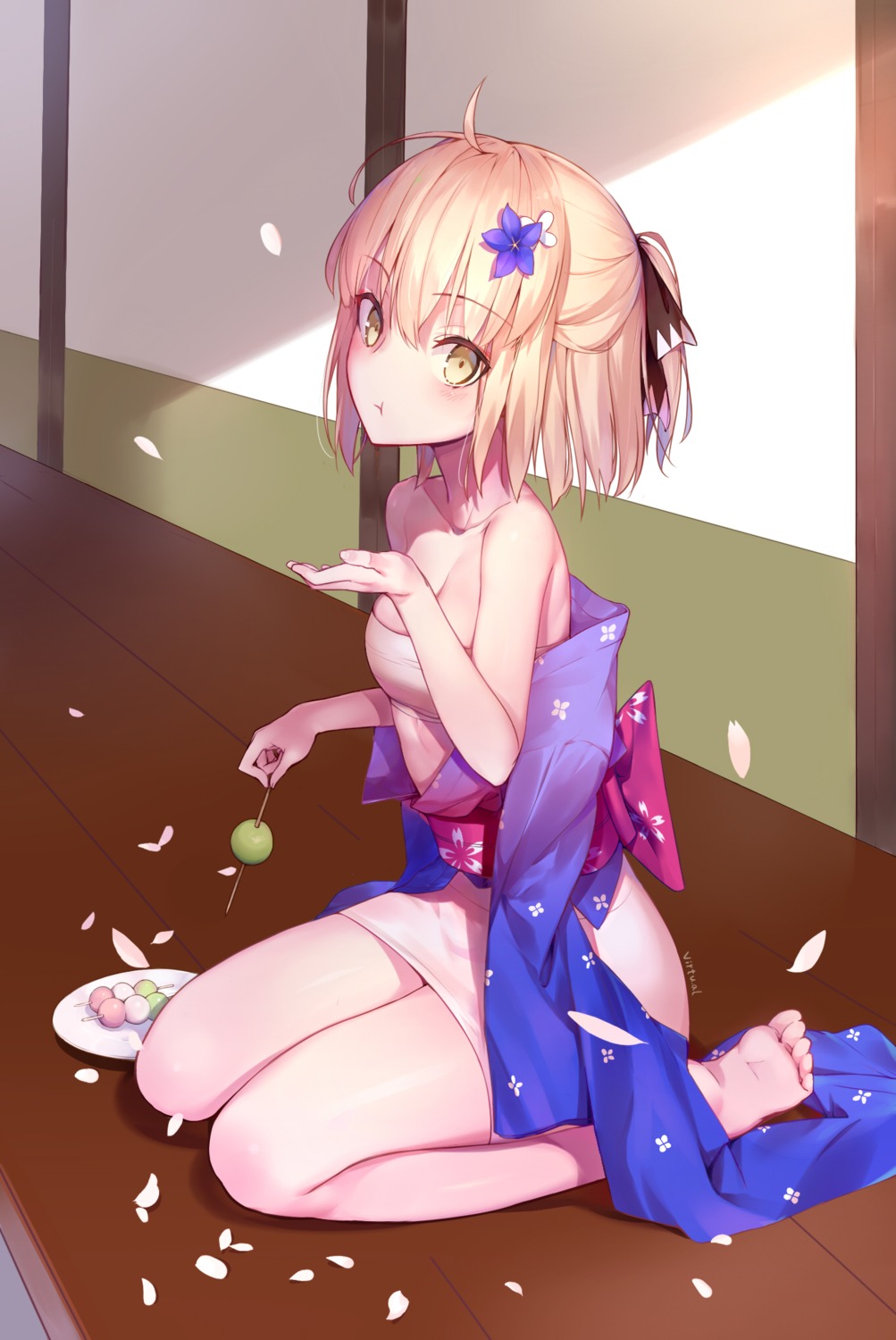 cleavage, fate/grand_order, japanese_clothes, okita_souji_(fate), virtu.al