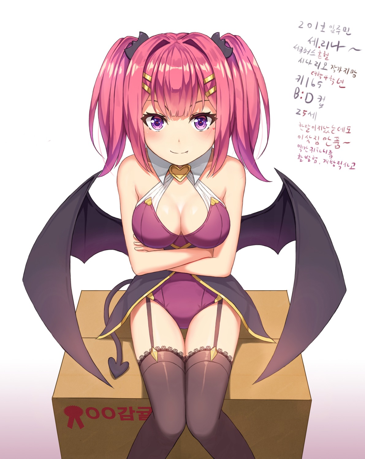 breast_hold, cleavage, kemo_(pokka), leotard, stockings, thighhighs, wings