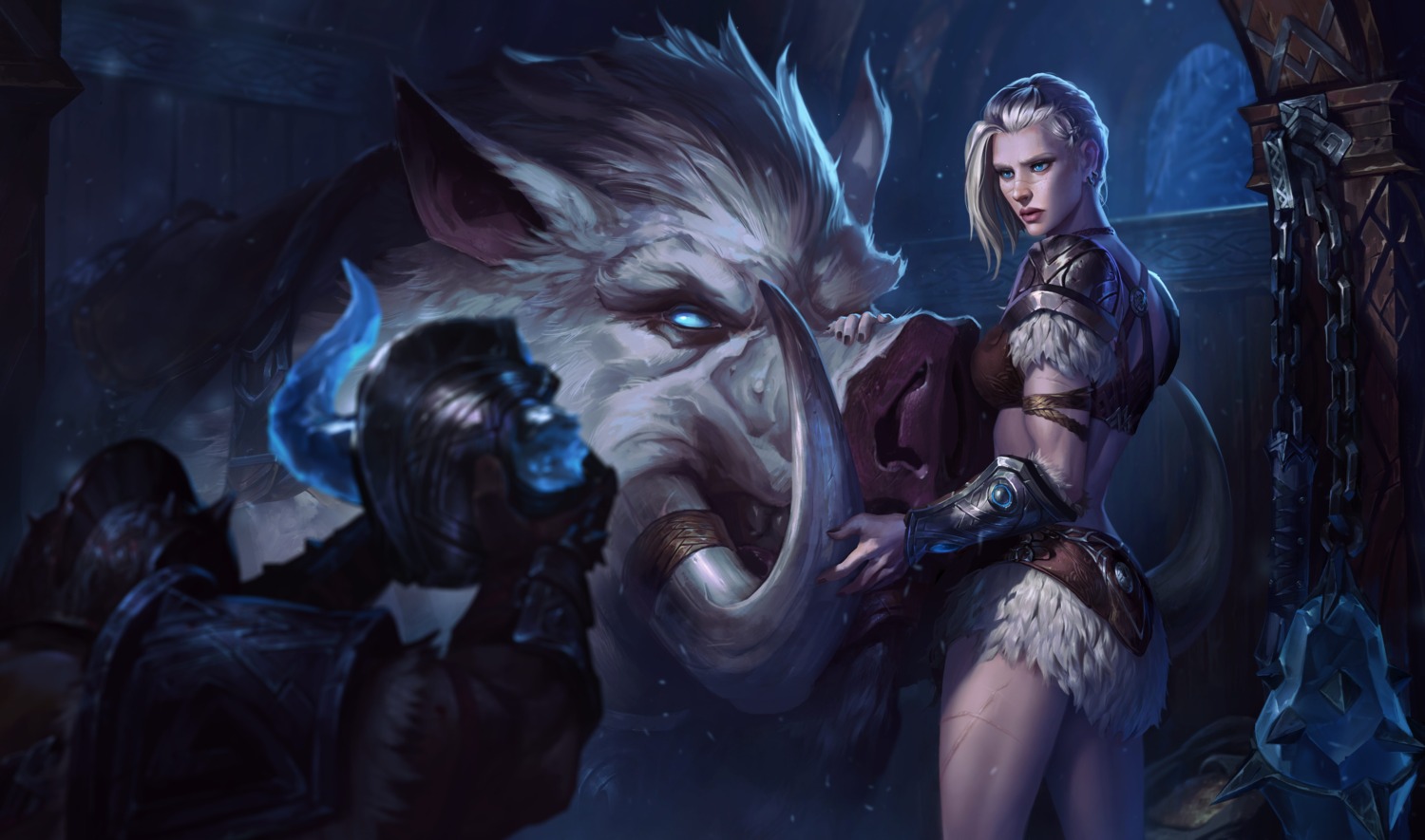 armor, bikini_top, league_of_legends, sejuani, swimsuits, tagme, weapon