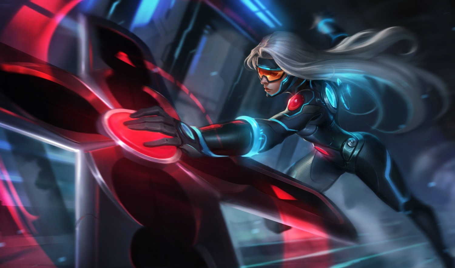 bodysuit, league_of_legends, sivir, tagme, weapon