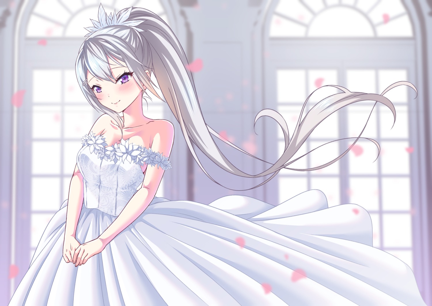 cleavage, dress, higuchi_kaede, nijisanji, no_bra, shirihime