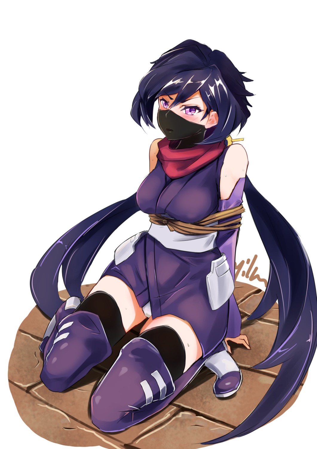 fujisawa_aya, gundam, gundam_build_divers, ninja, pantsu, thighhighs, yilan_un