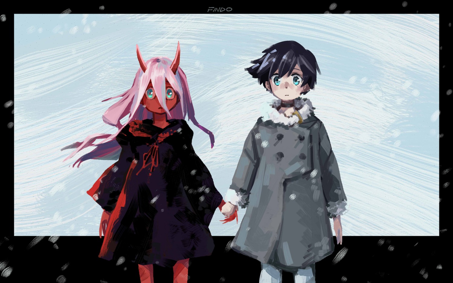 darling_in_the_franxx, findoworld, hiro_(darling_in_the_franxx), horns, zero_two_(darling_in_the_franxx)