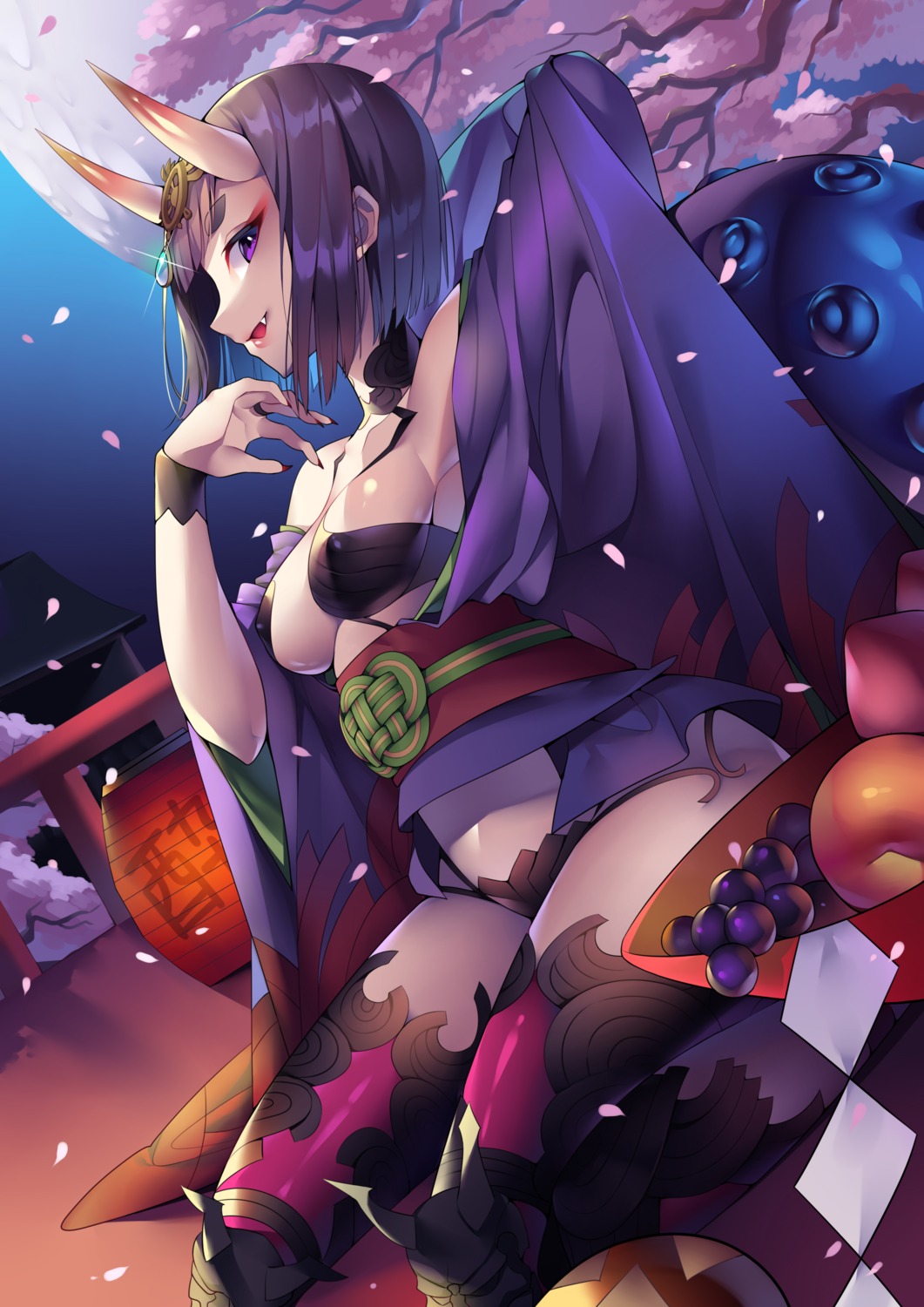 fate/grand_order, horns, japanese_clothes, may_(2747513627), no_bra, open_shirt, pantsu, shuten_douji_(fate)