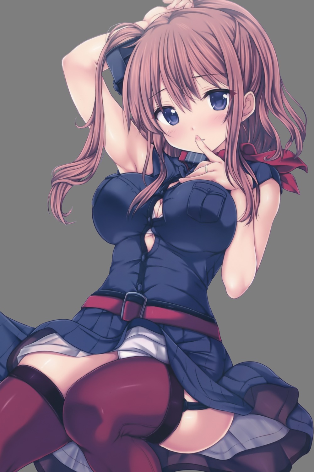 bra, breast_hold, cleavage, kantai_collection, nijimotohiro_k, open_shirt, pantsu, saratoga_(kancolle)