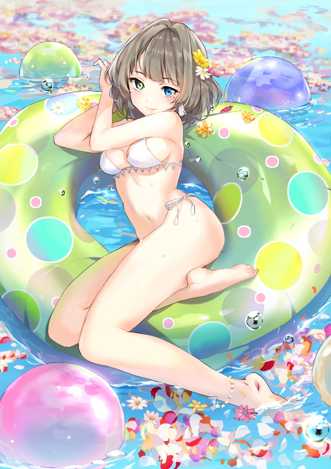 bikini, cleavage, heterochromia, sheska_xue, swimsuits, takagaki_kaede, the_idolm@ster, the_idolm@ster_cinderella_girls