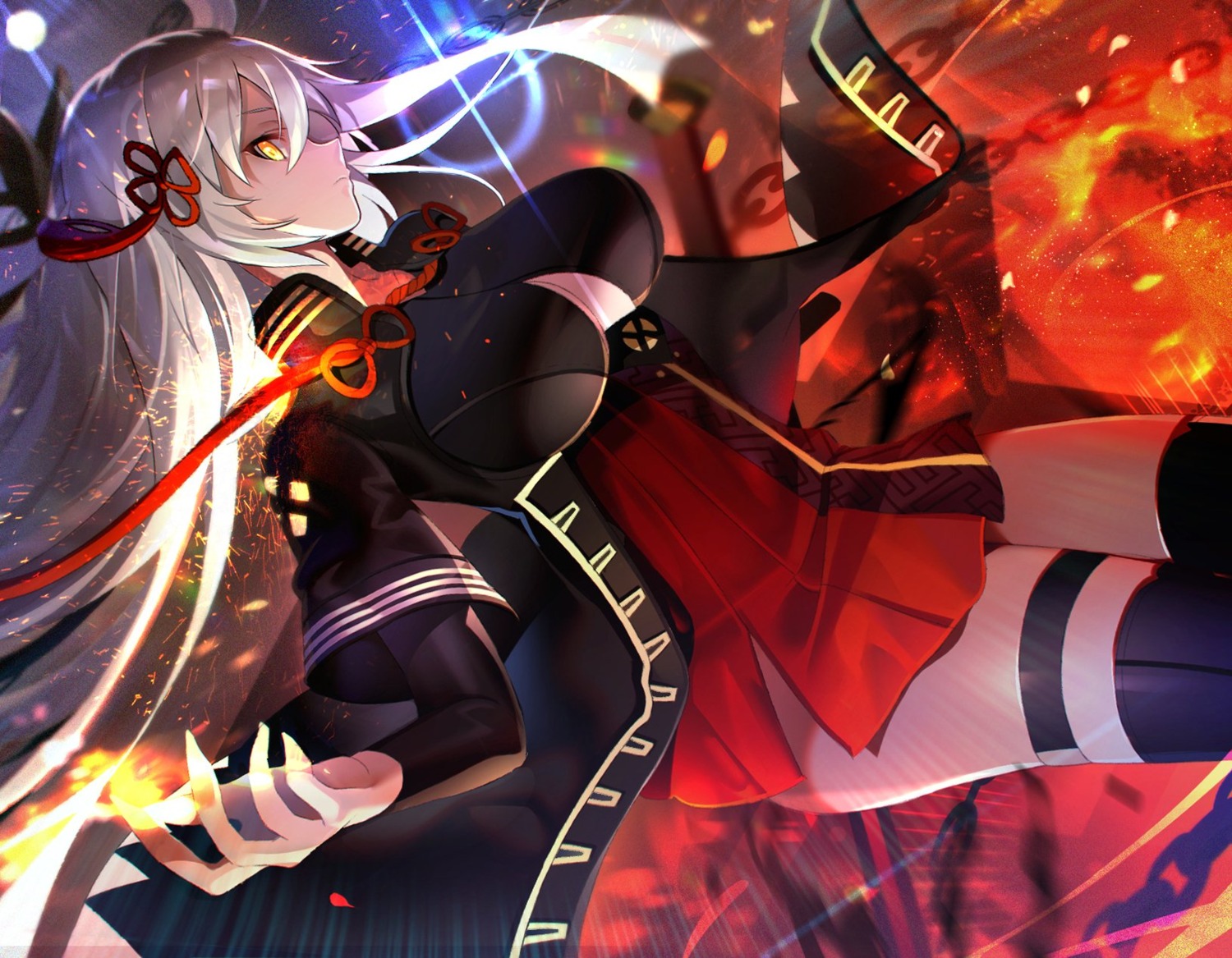 cleavage, fate/grand_order, garter, nayuta_(una), okita_souji_(alter)_(fate), thighhighs