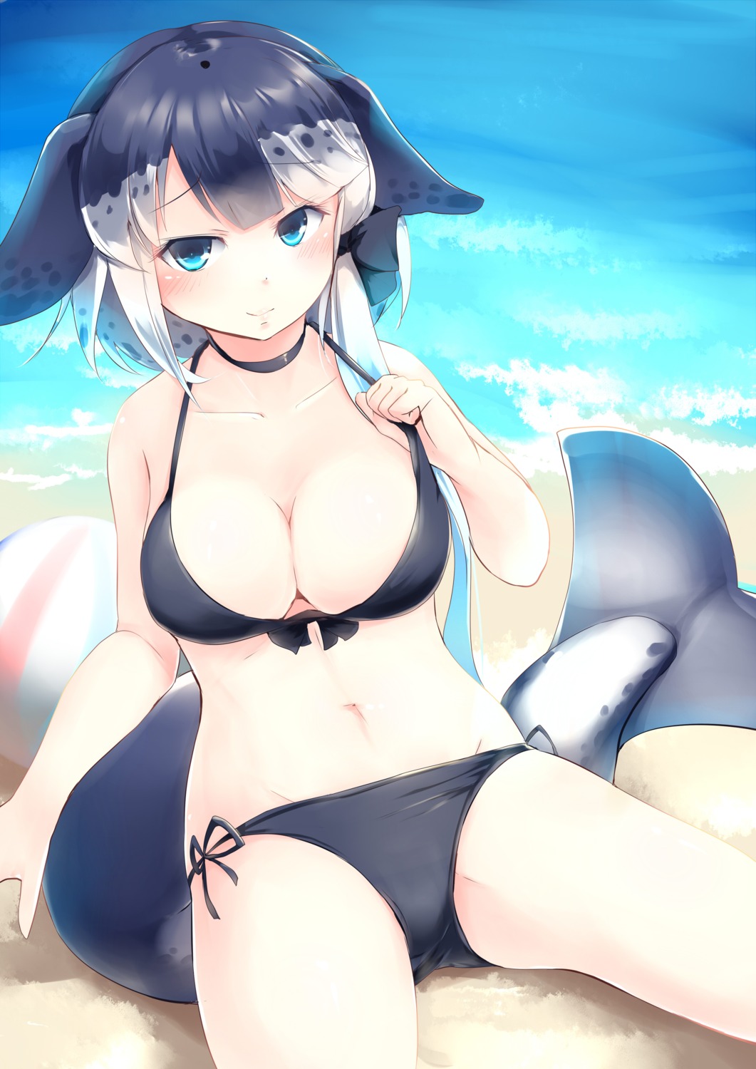 bikini, cleavage, kanzakietc, kemono_friends, narwhal, swimsuits, tail