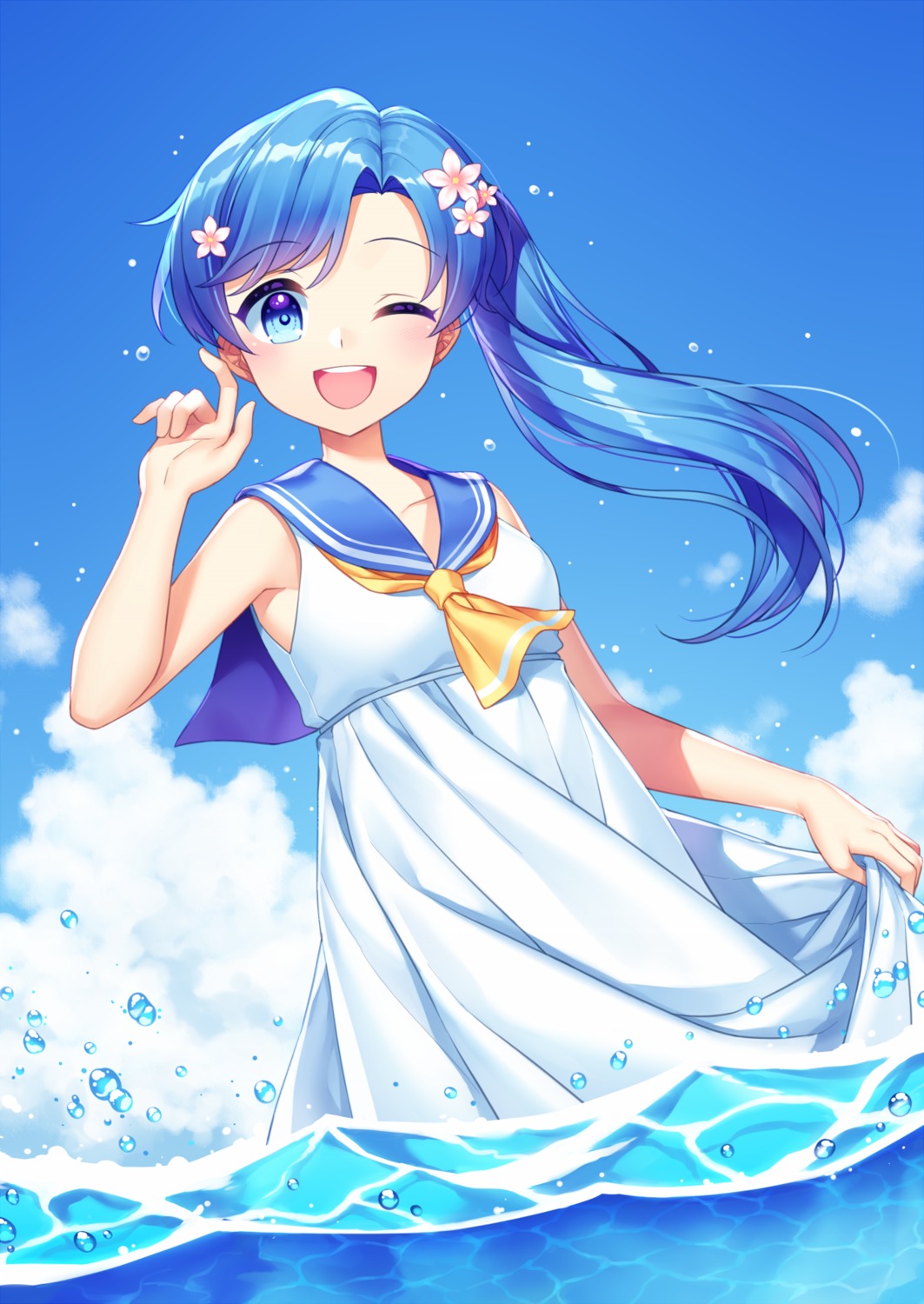 jenevan, seifuku, skirt_lift, wet